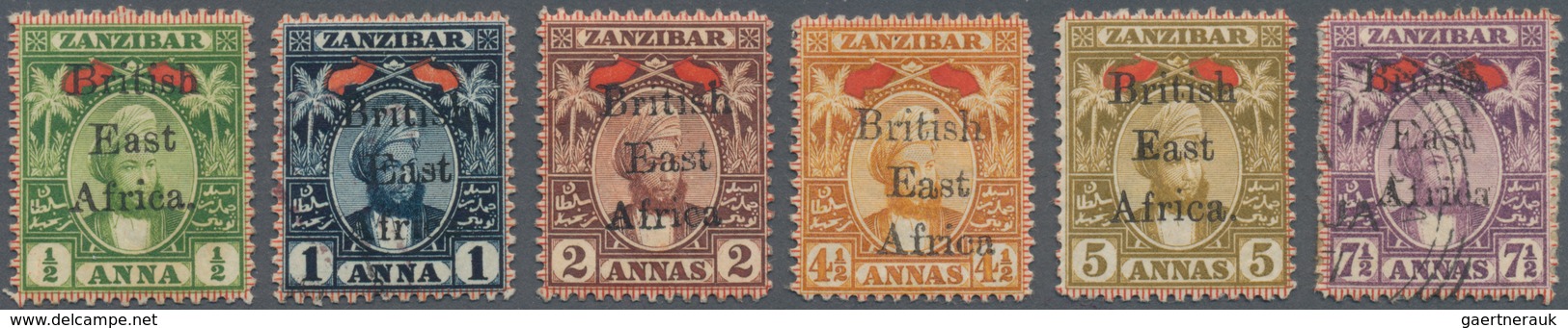 Kenia - Britisch Ostafrika: 1897, Stamps Of Zanzibar With Opt. 'British East Africa' Complete Set Of - Britisch-Ostafrika