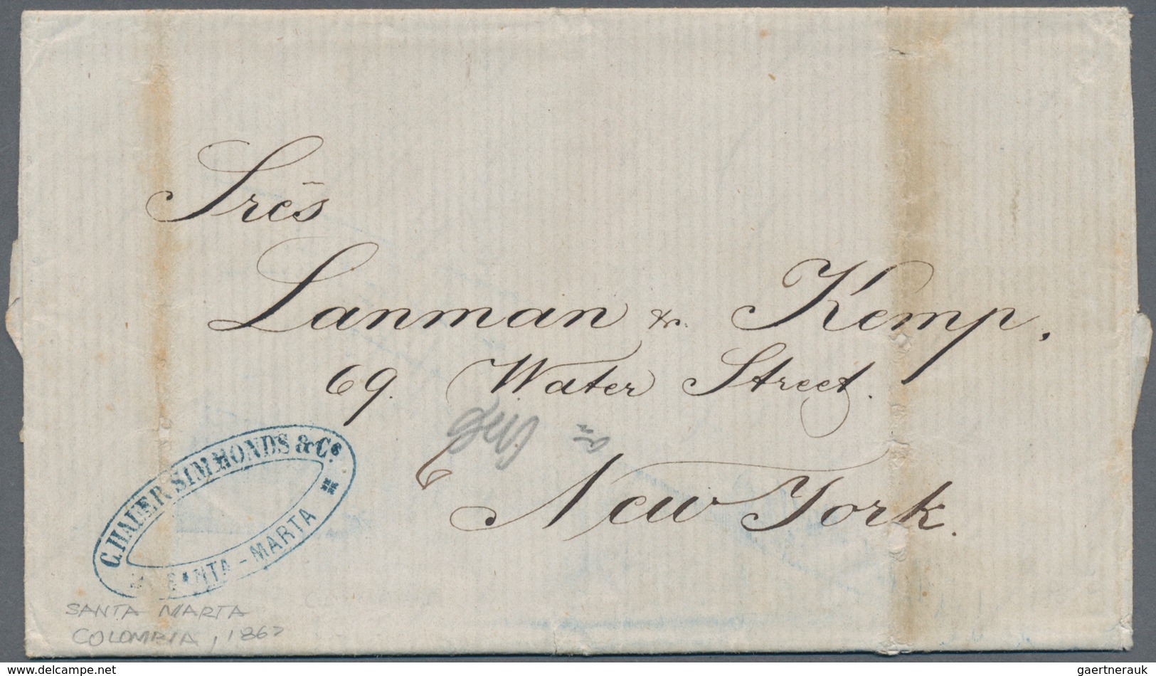 Kolumbien: 1863, Stampless Entire Letter, Dated 27 April, Addresse To Lanman & Kemp, Merchants In NE - Kolumbien