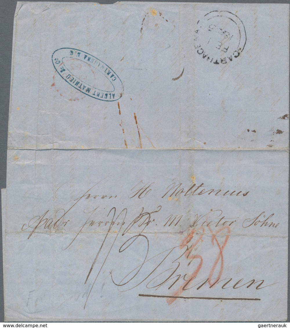 Kolumbien: 1865, Folded Entire Letter With British Datestamp "CARTHAGENA FE 1 1865" Sent Sent To Bre - Colombia
