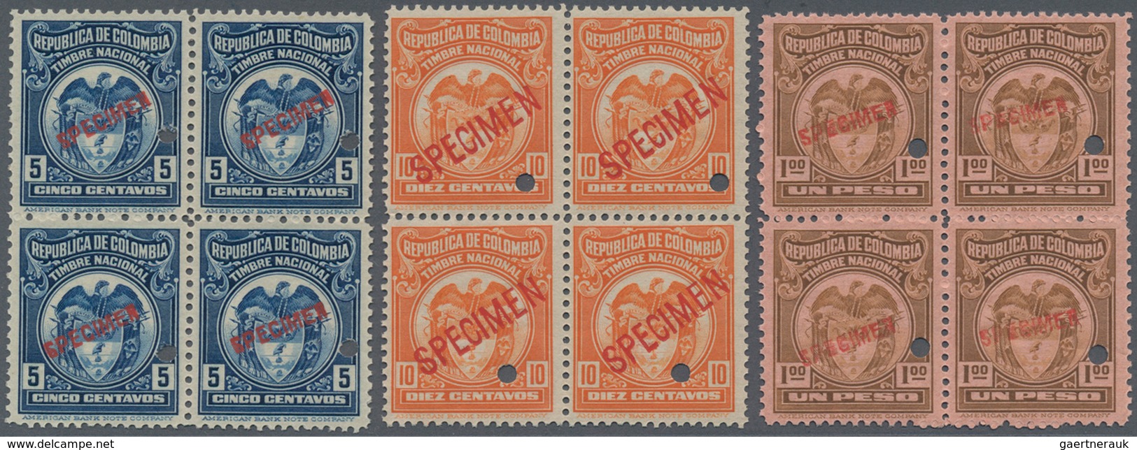 Kolumbien - Stempelmarken: 1917, Revenue Stamps 'TIMBRE NACIONAL' (Coat Of Arms) Three Different Sta - Colombia