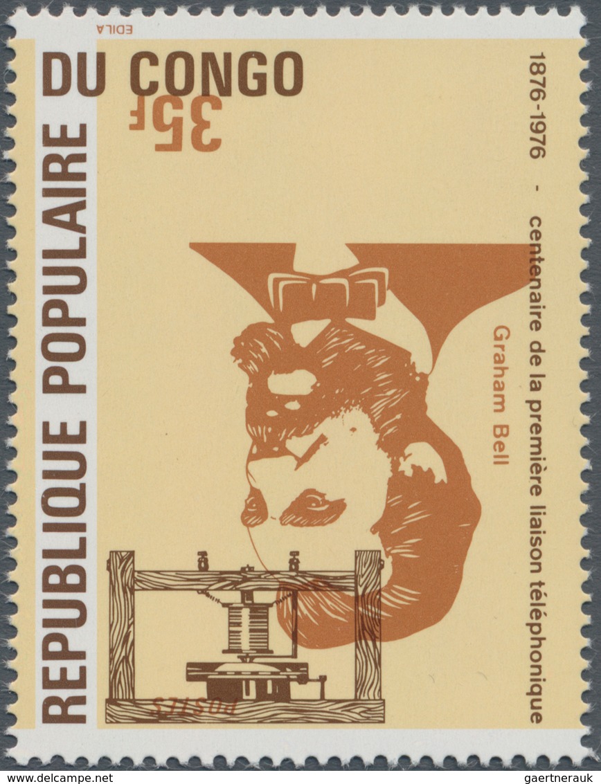 Kongo (Brazzaville): 1976, Centenary Of Telephone, 35fr. "Alexander Graham Bell" Showing Variety "in - Sonstige & Ohne Zuordnung