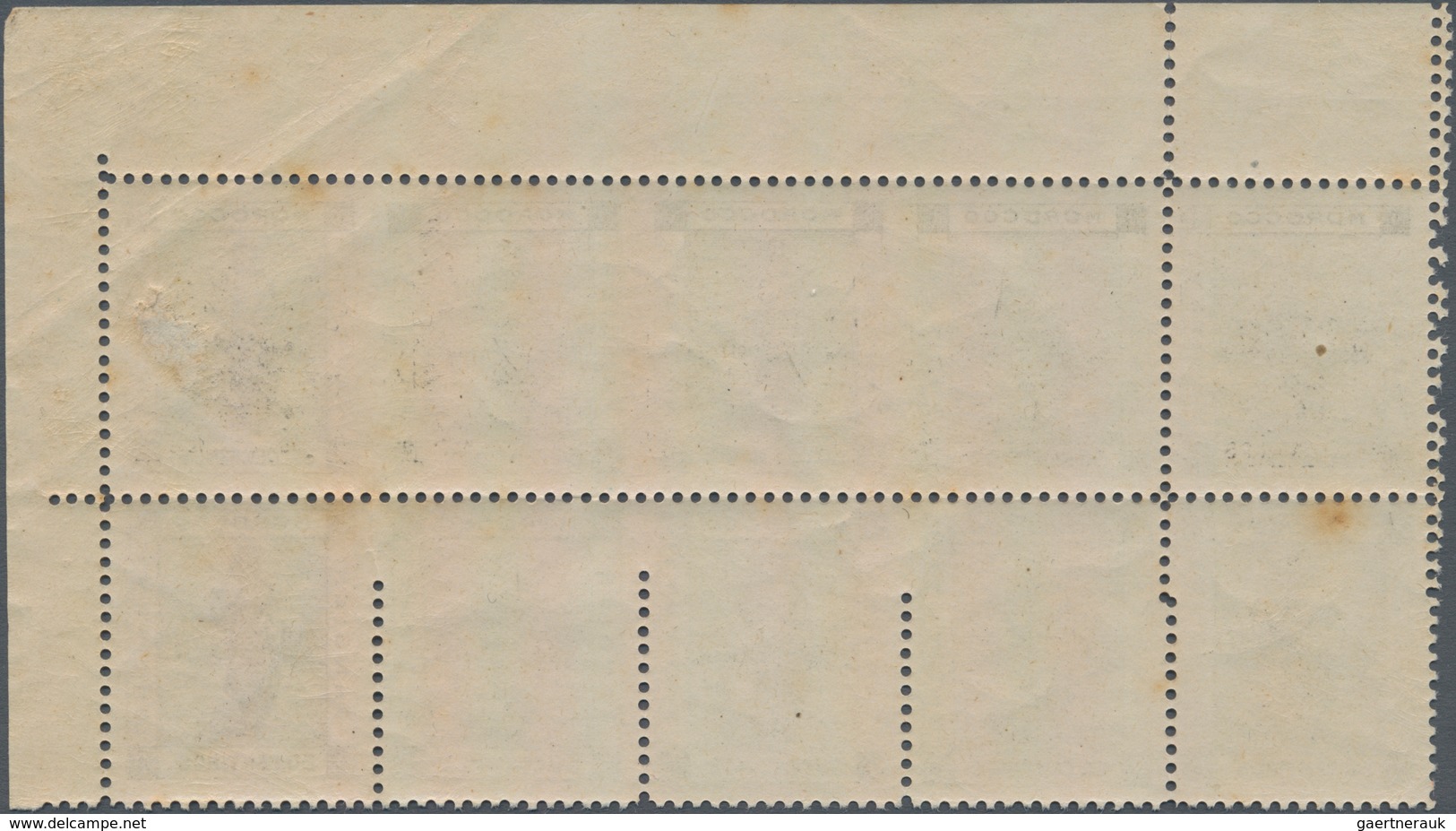 Marokko: LOCALS: TANGIER A LARAICHE, 1898, 50c. Grey-black, Marginal Block Of Ten From The Upper Rig - Ungebraucht