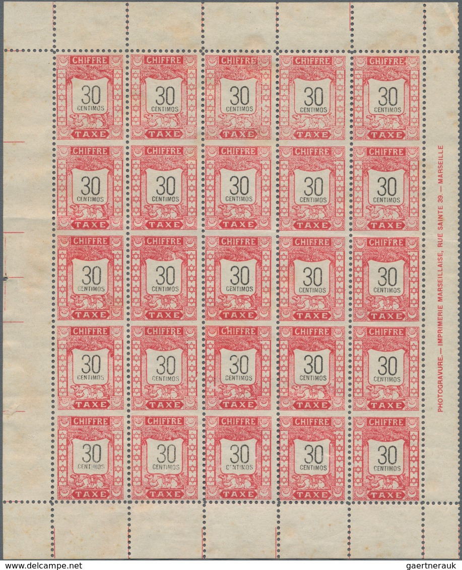 Marokko: LOCALS: MAGAZAN A MARAKECH, 1899, 30c. Postage Dues, Pane Of 25 Showing Missing Horizontal - Ungebraucht