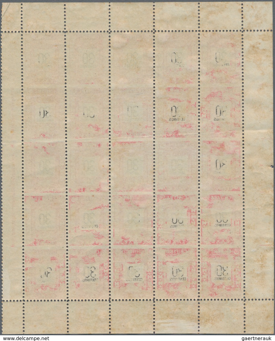 Marokko: LOCALS: MAGAZAN A MARAKECH, 1899, 30c. Postage Dues, Pane Of 25 Showing Missing Horizontal - Ungebraucht