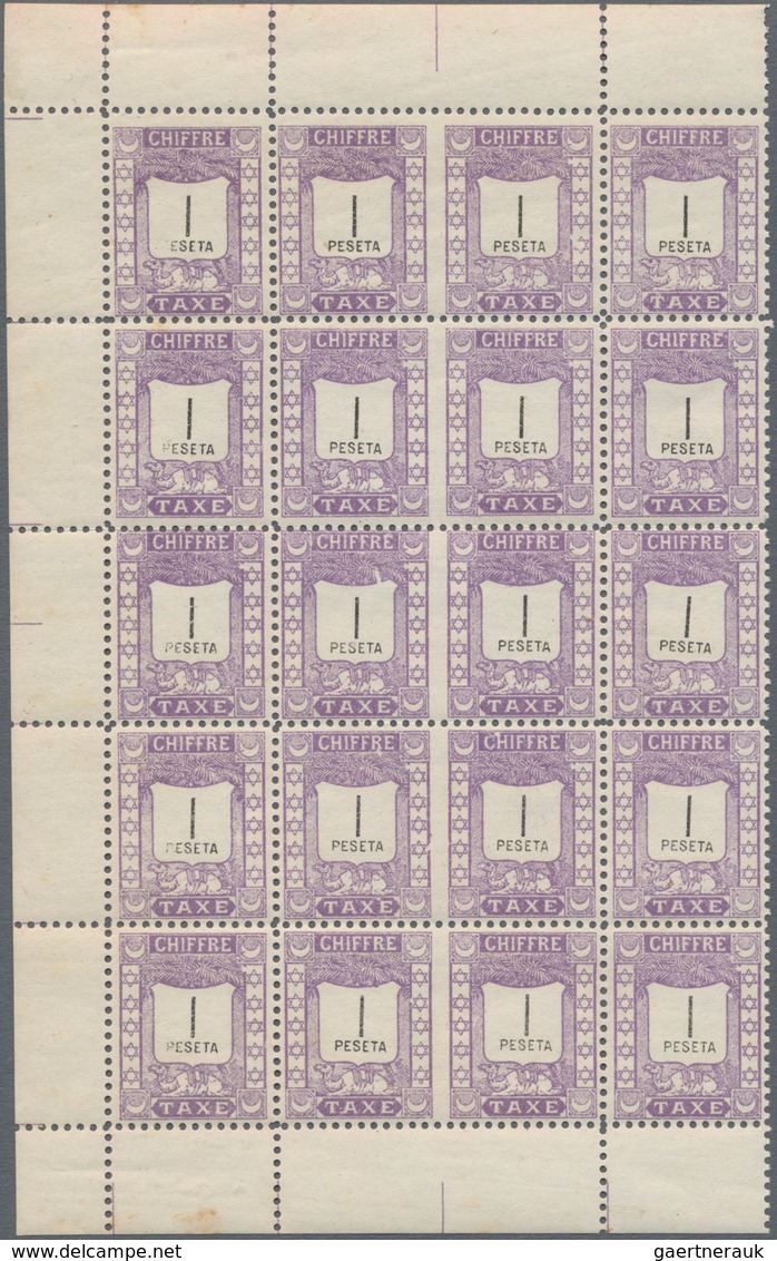 Marokko: LOCALS: MAGAZAN A MARAKECH, 1899, 1p. Postage Dues, Marginal Block Of 20 Showing Multiple V - Unused Stamps