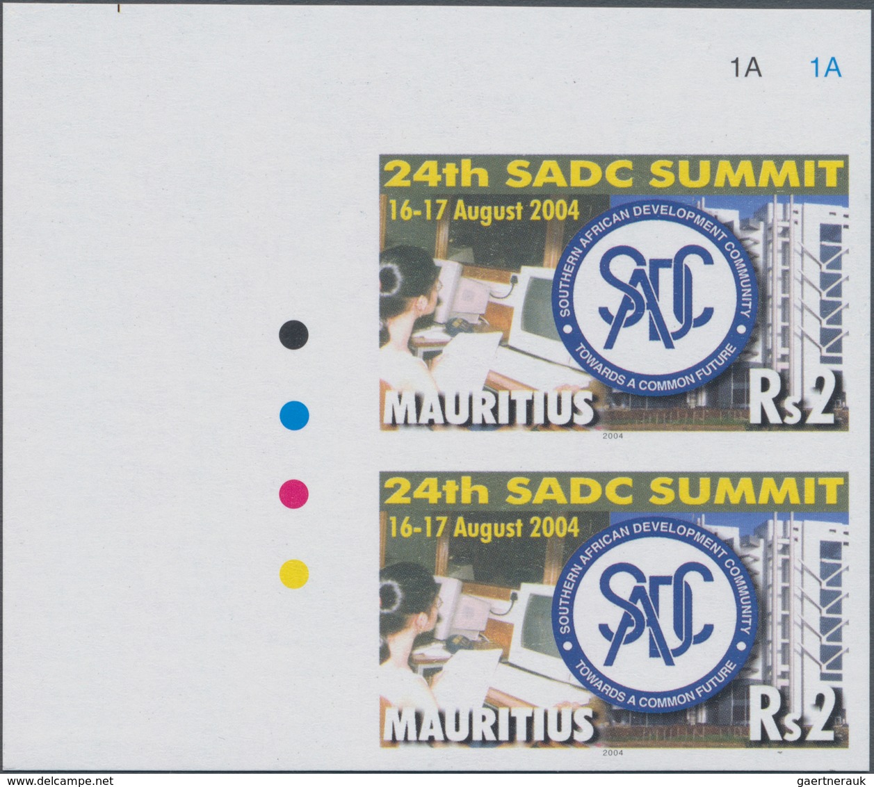 Mauritius: 2004, 24th SADC Summit Complete Set Of Two In Vertical IMPERFORATE Pairs From Upper Left - Mauricio (...-1967)