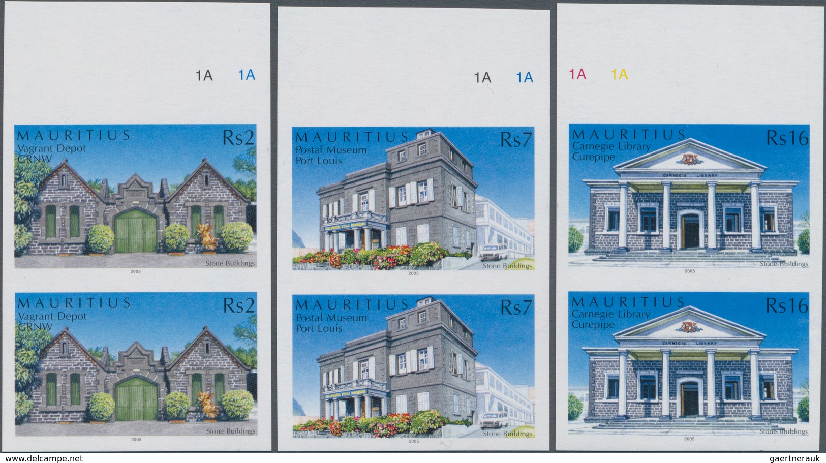 Mauritius: 2005, Protection Of Historical Buildings Complete Set Of Three In Vertical IMPERFORATE Pa - Mauritius (...-1967)