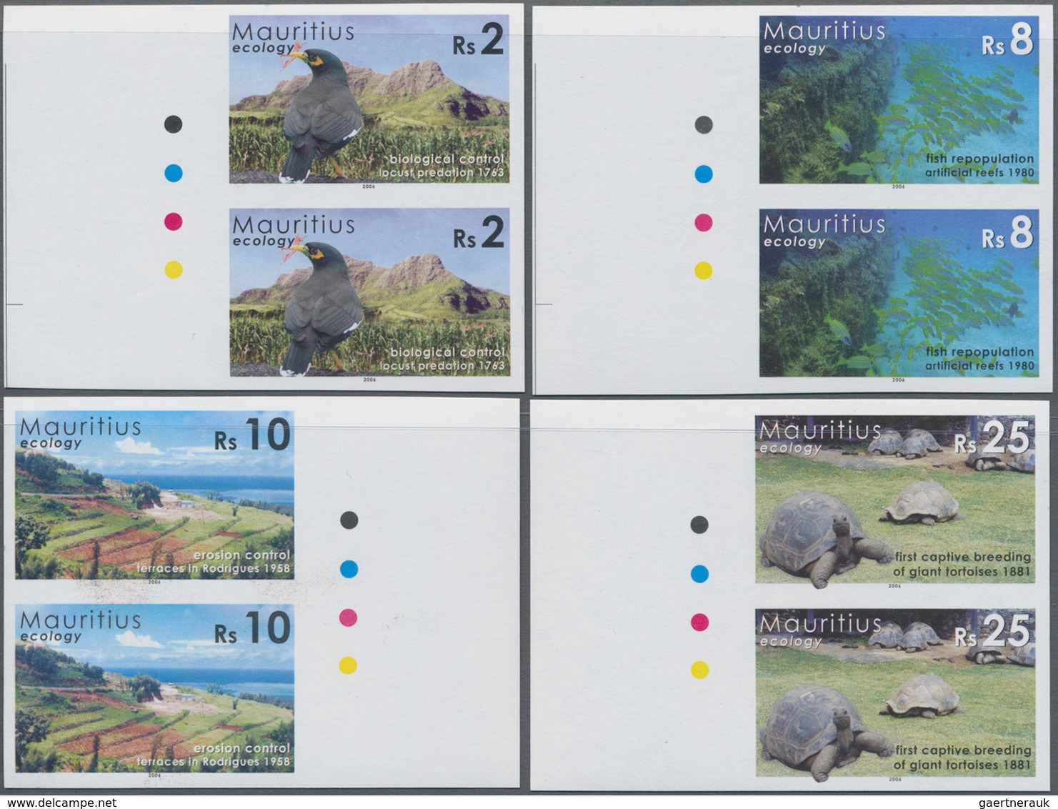 Mauritius: 2006, Environment Day (Ecology) Complete Set Of Four In Vertical IMPERFORATE Pairs From L - Mauritius (...-1967)