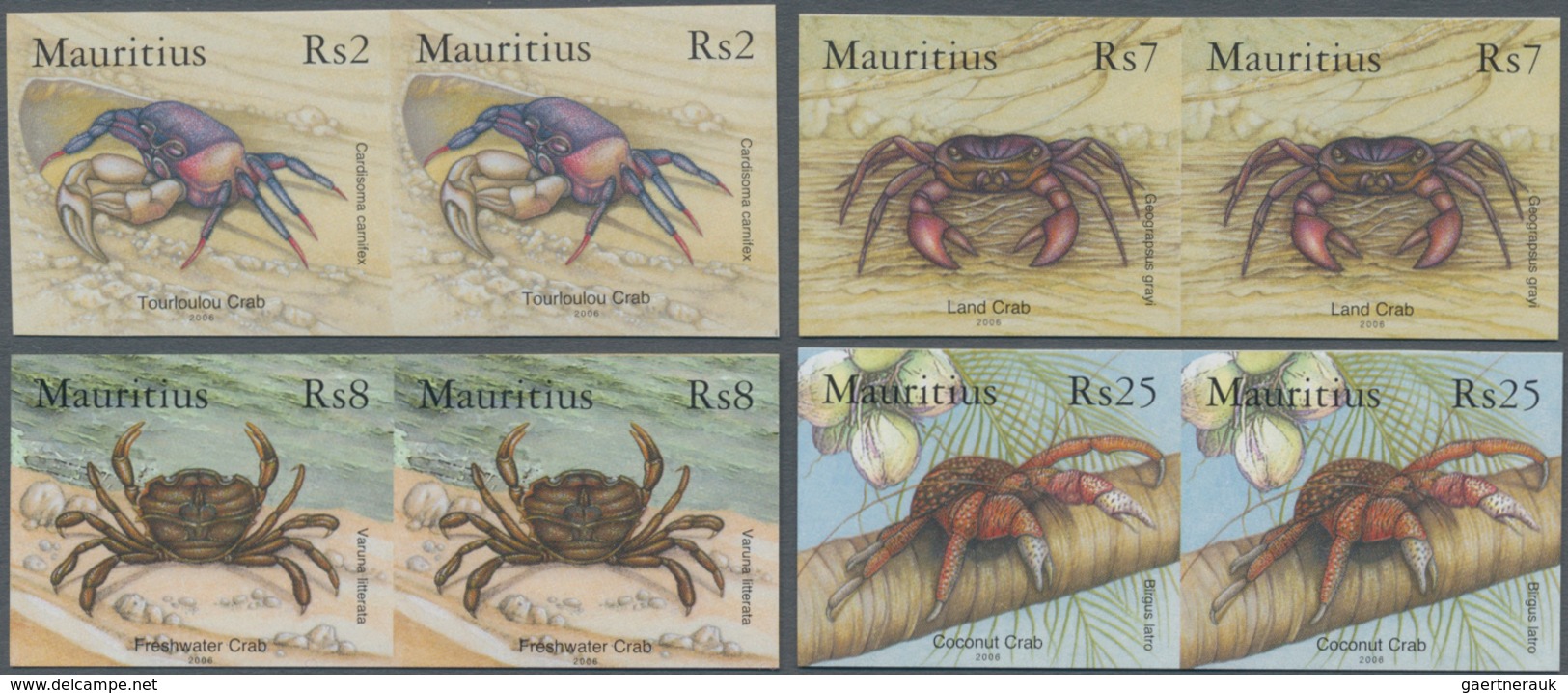 Mauritius: 2006, Land And Freshwater Crabs Complete Set Of Four (Tourloulou Crab, Land Crab, Freshwa - Mauritius (...-1967)