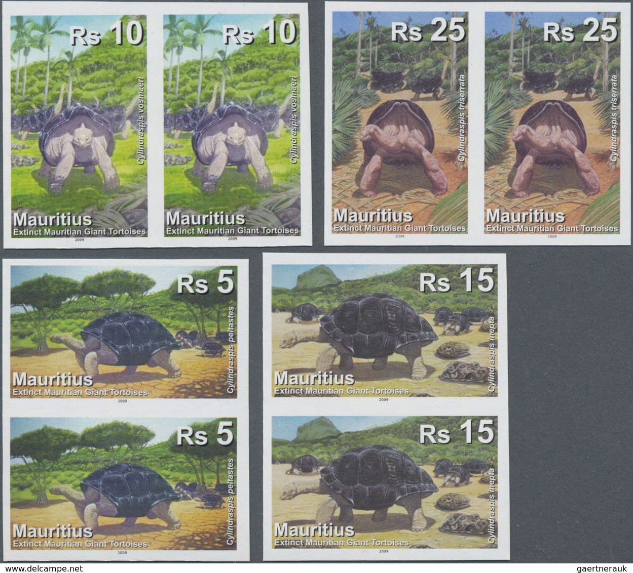 Mauritius: 2009, Extinct Turtles Complete Set Of Four (Cylindraspis Peltastes, Vosmaeri, Inepta And - Mauritius (...-1967)