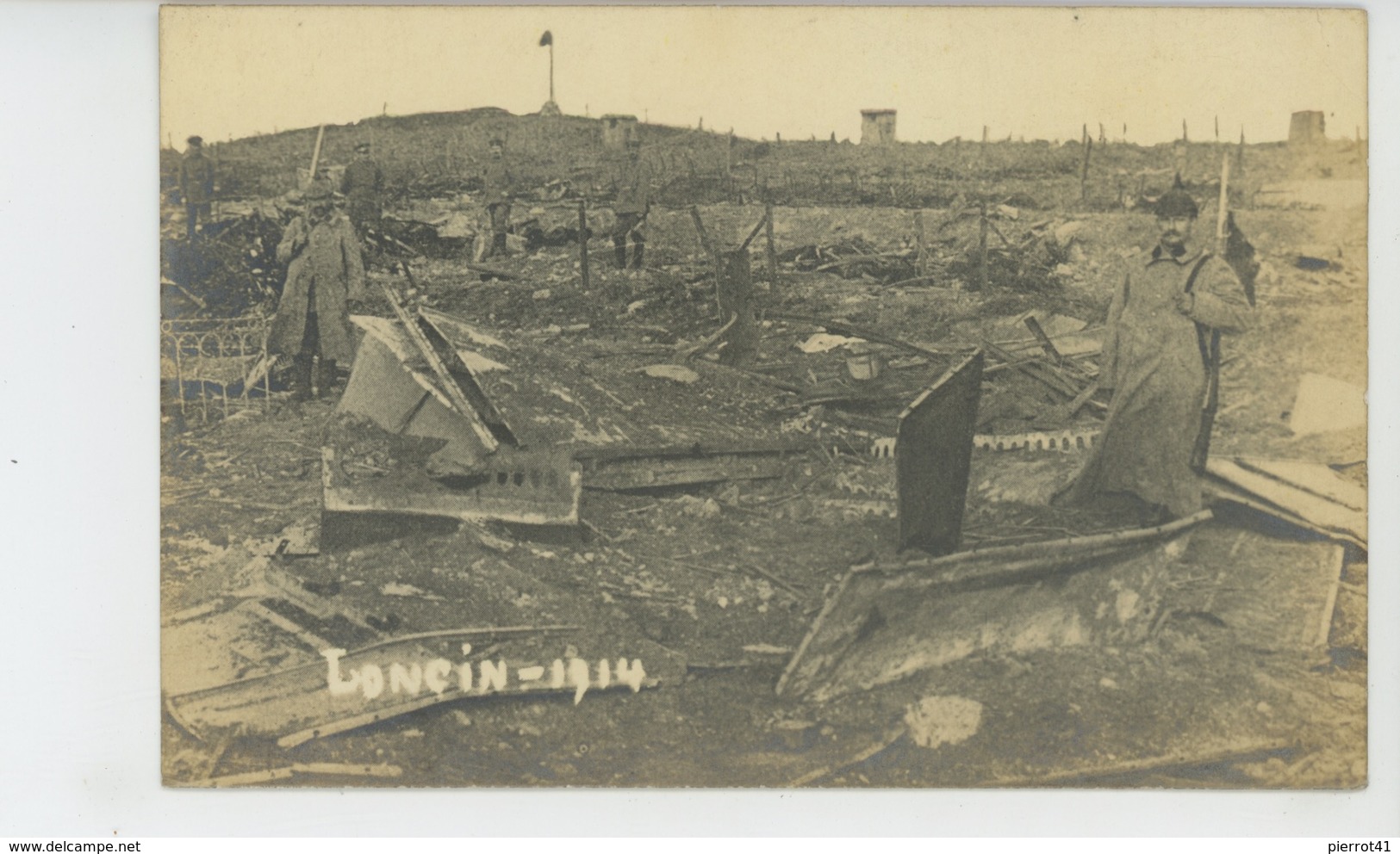 GUERRE 1914-18 - BELGIQUE - LIEGE - LONCIN - Belle Carte Photo Animée Dans Les Ruines En 1914 - Ans