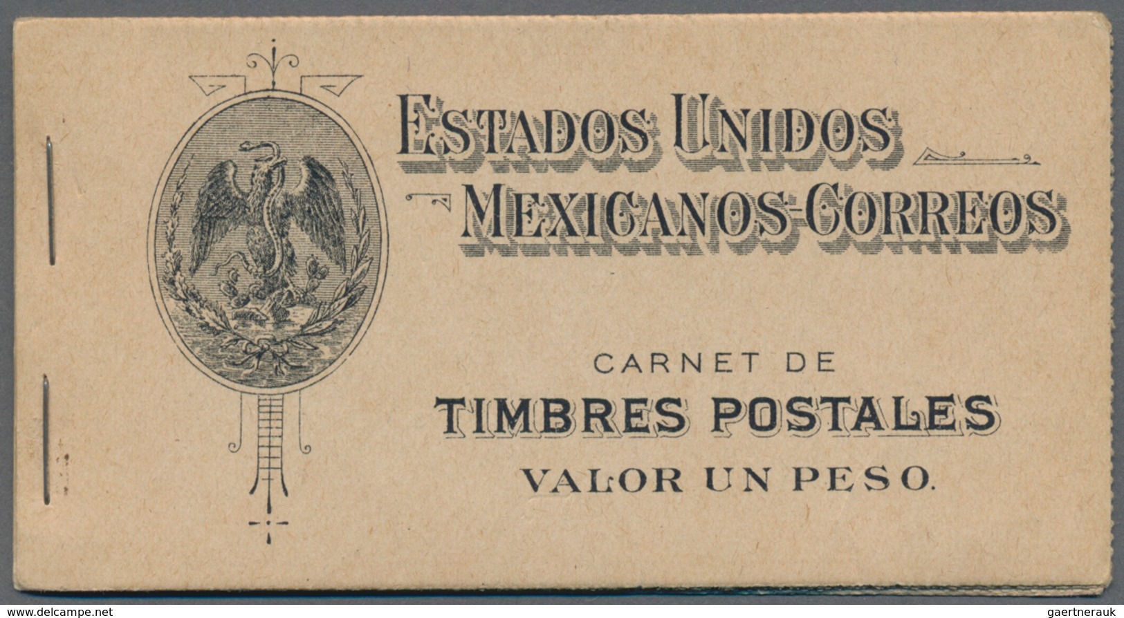 Mexiko: 1914, Violet G.C.M. Handstamps, Unexploded UN PESO Booklet With Panes 4x1c., 8x2c., Two 8x5c - Mexiko