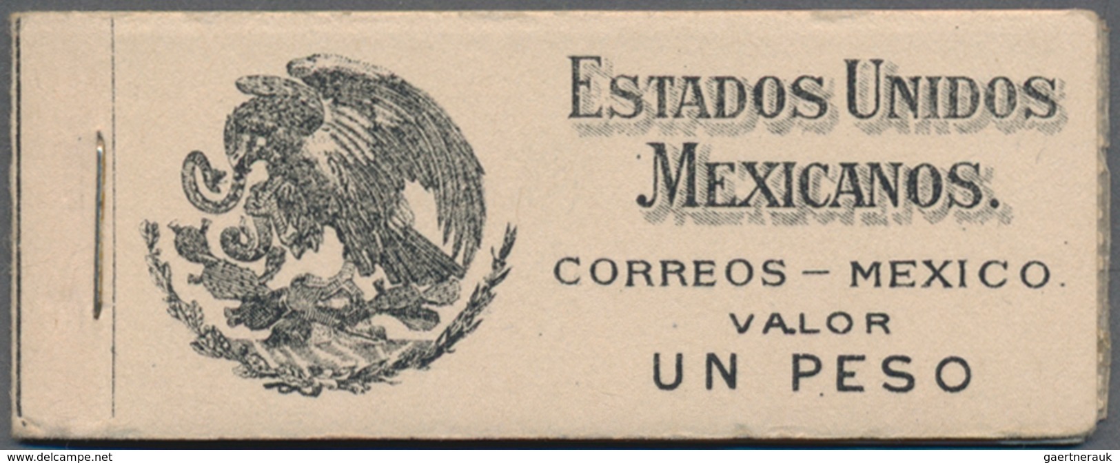 Mexiko: 1924, Unexploded UN PESO Booklet, Cover Black On Cream, With Panes 3x2c., Two 3x5c., Two 3x1 - Mexico