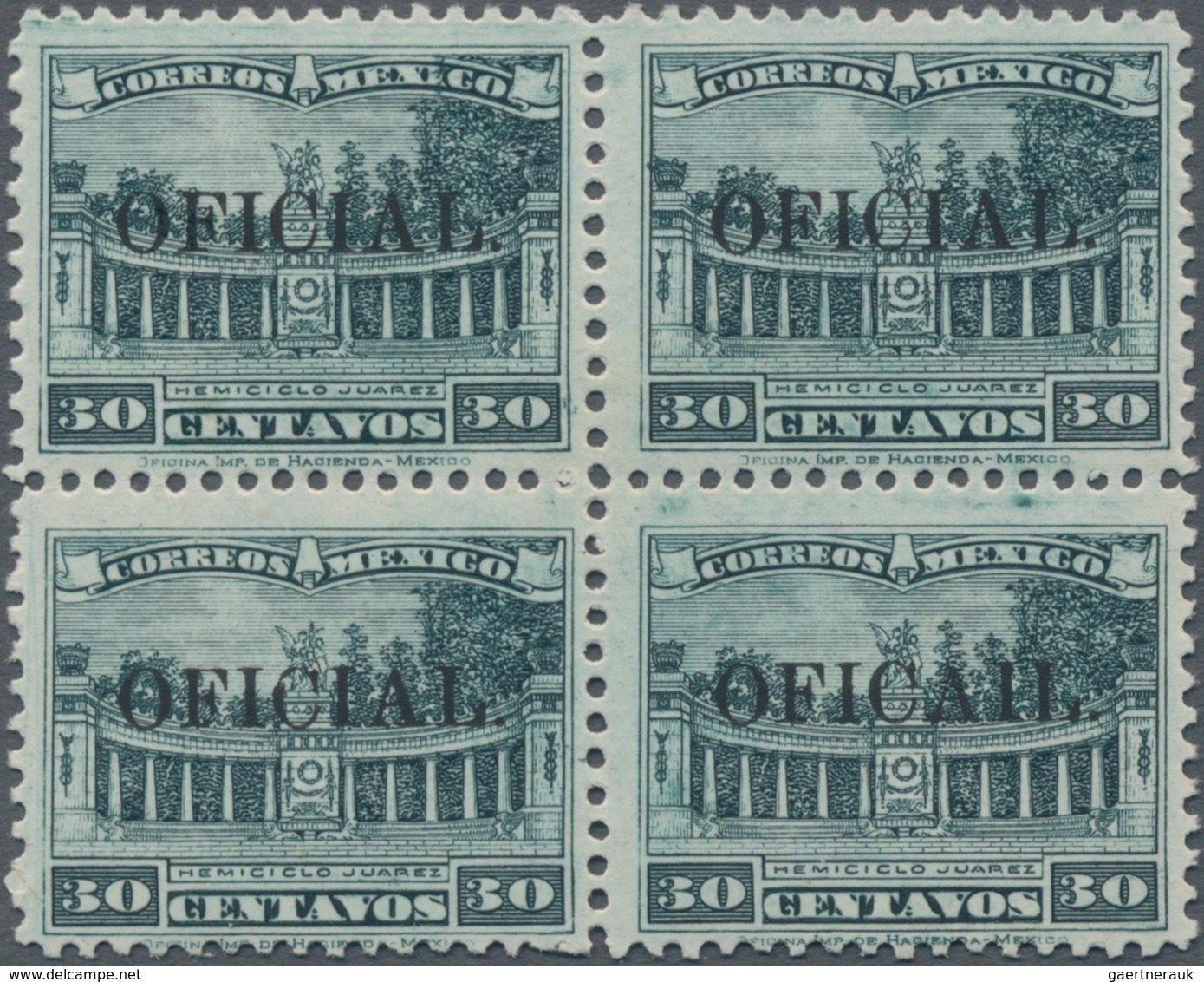 Mexiko - Dienstmarken: 1925, 30C. Overprinted OFICIAL, Bloc Of 4 Including 1x Variety OFICAIL, The V - Mexiko