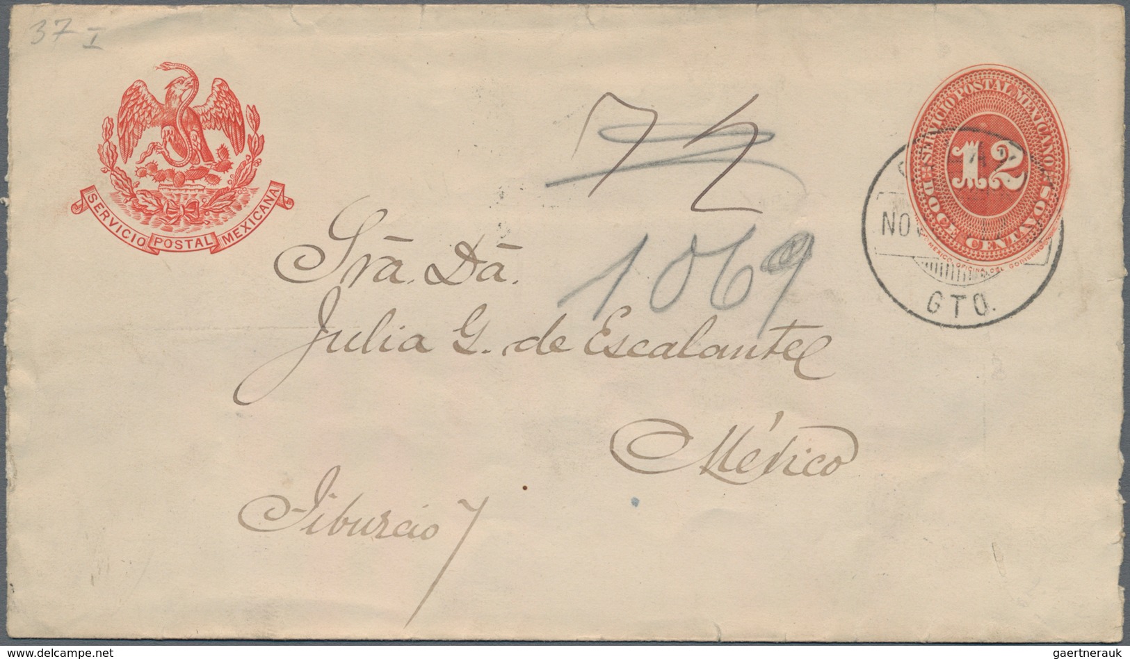 Mexiko - Ganzsachen: 1891/98, Four Commercially Used Postal Stationery Envelopes, 10 Centavos Carmin - Mexico