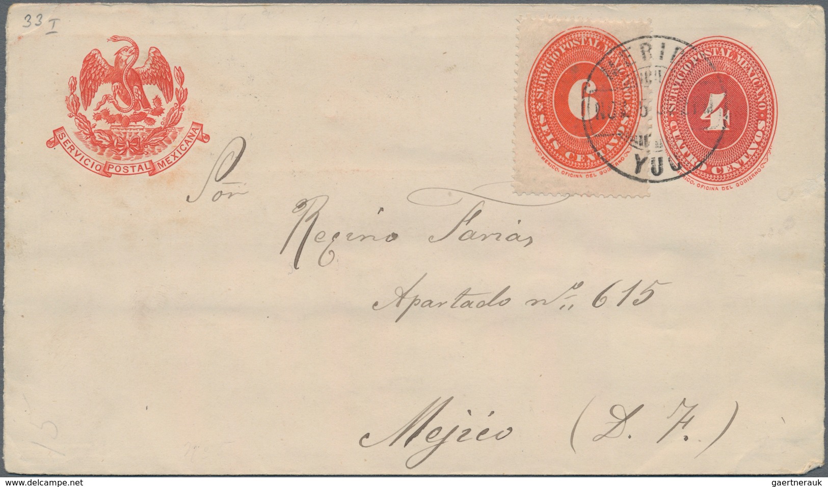 Mexiko - Ganzsachen: 1891/98, Four Commercially Used Postal Stationery Envelopes, 10 Centavos Carmin - Mexico