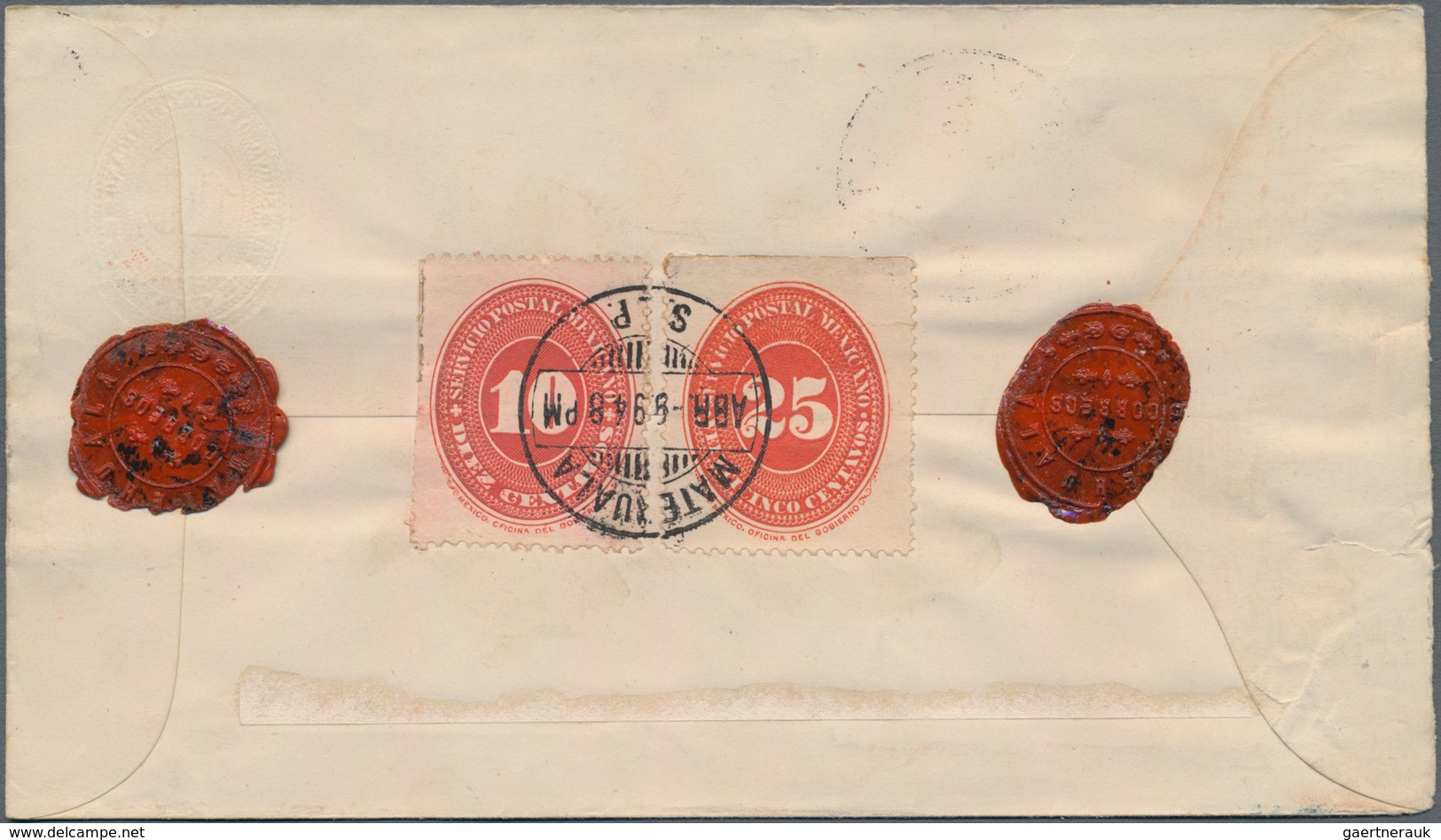 Mexiko - Ganzsachen: 1894, Commercially Used Postal Stationery Envelope 10 Centavos Carmine, Sent By - Mexico