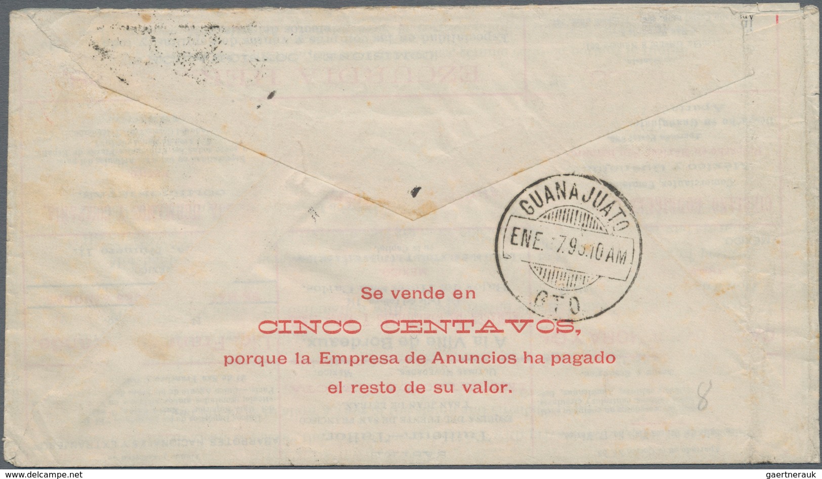 Mexiko - Ganzsachen: 1895(ca.), Commercially Used Postal Stationery Envelope 10 Centavos Carmine On - Mexico