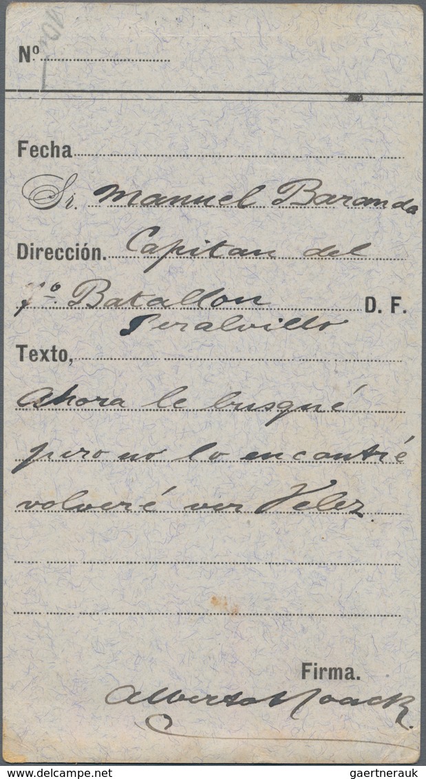 Mexiko - Ganzsachen: 1897, Used Revalued Postal Stationery Telegram Card 1 Cent Orange, Old Value Is - Mexico