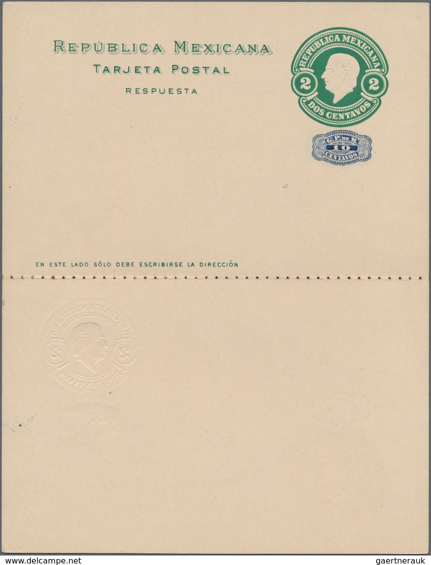 Mexiko - Ganzsachen: 1916, Unused Postal Stationery With Paid Reply Card 2&2 Centavos Green With Blu - Mexiko