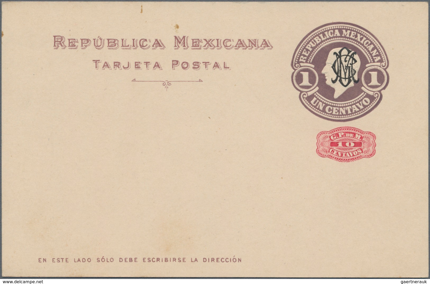 Mexiko - Ganzsachen: 1916, Three Unused Postal Stationery Cards All One Centavo Brown On White And W - Mexico