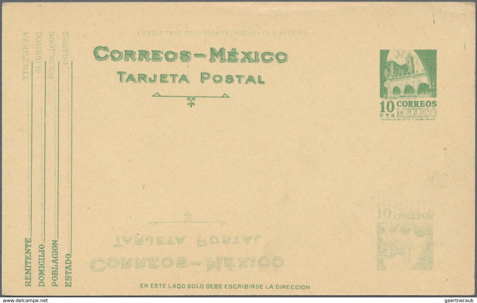 Mexiko - Ganzsachen: 1951, Unused Postal Stationery Card 10 Cts Green Colonial Architecture Of Morel - Mexico