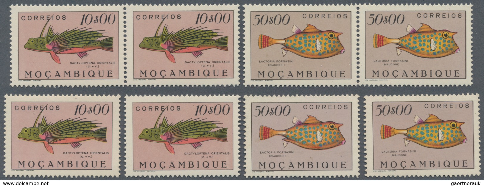Mocambique: 1951, Fishes, 24 Values Complete Mint Never Hinged, Many In Blocks Of Four. Rare Set! Mi - Mozambique