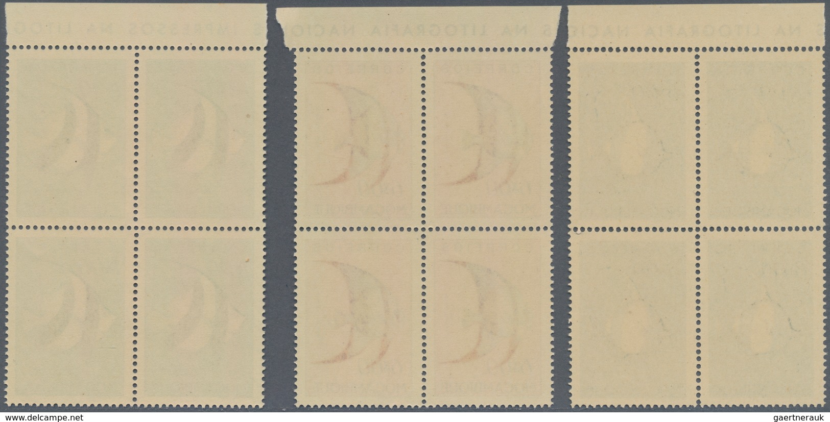 Mocambique: 1951, Fishes, 24 values complete mint never hinged, many in blocks of four. Rare set! Mi