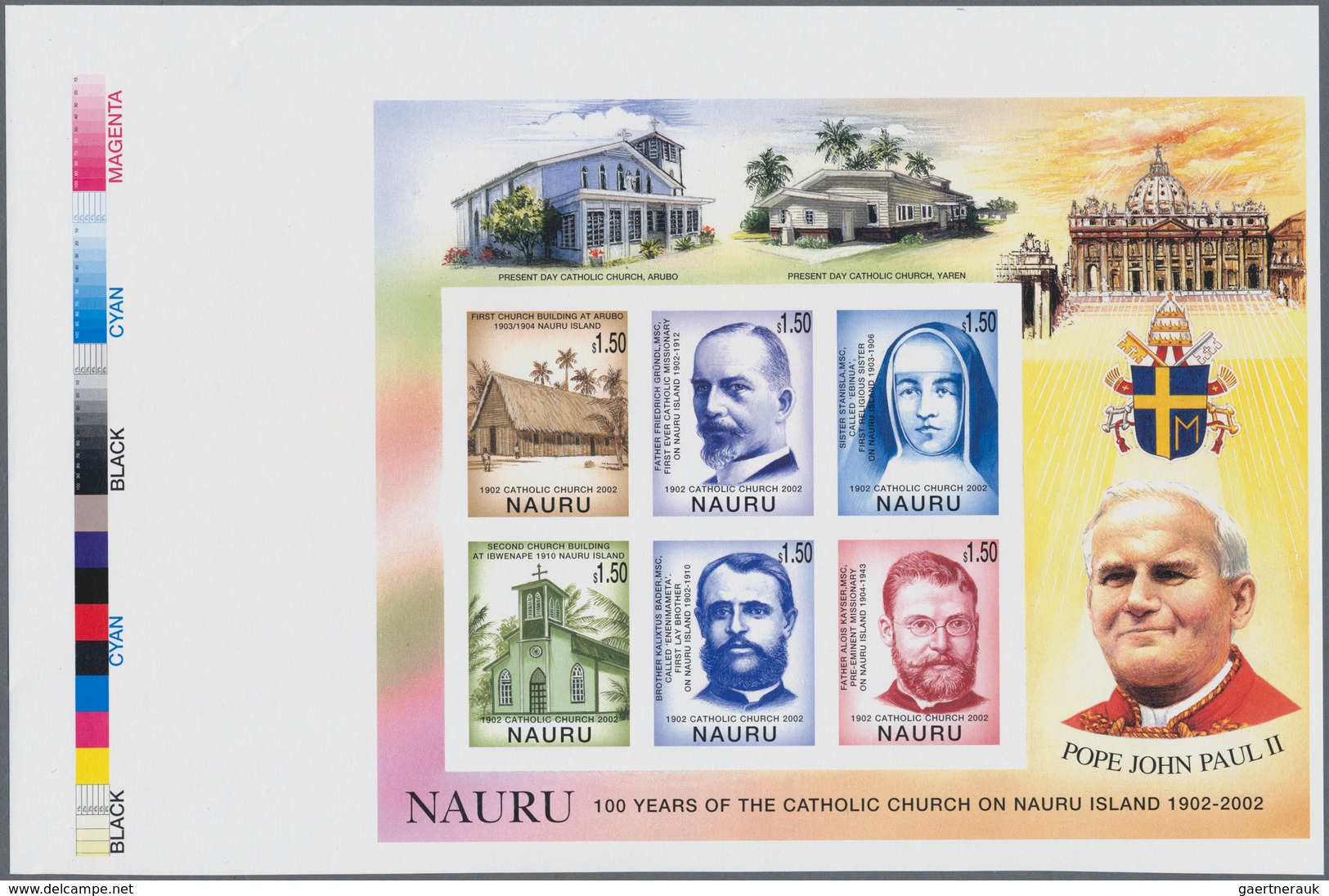 Nauru: 2002, 100 Years Catholic Church On Nauru Perforate And IMPERFORATE Miniature Sheets With Six - Nauru