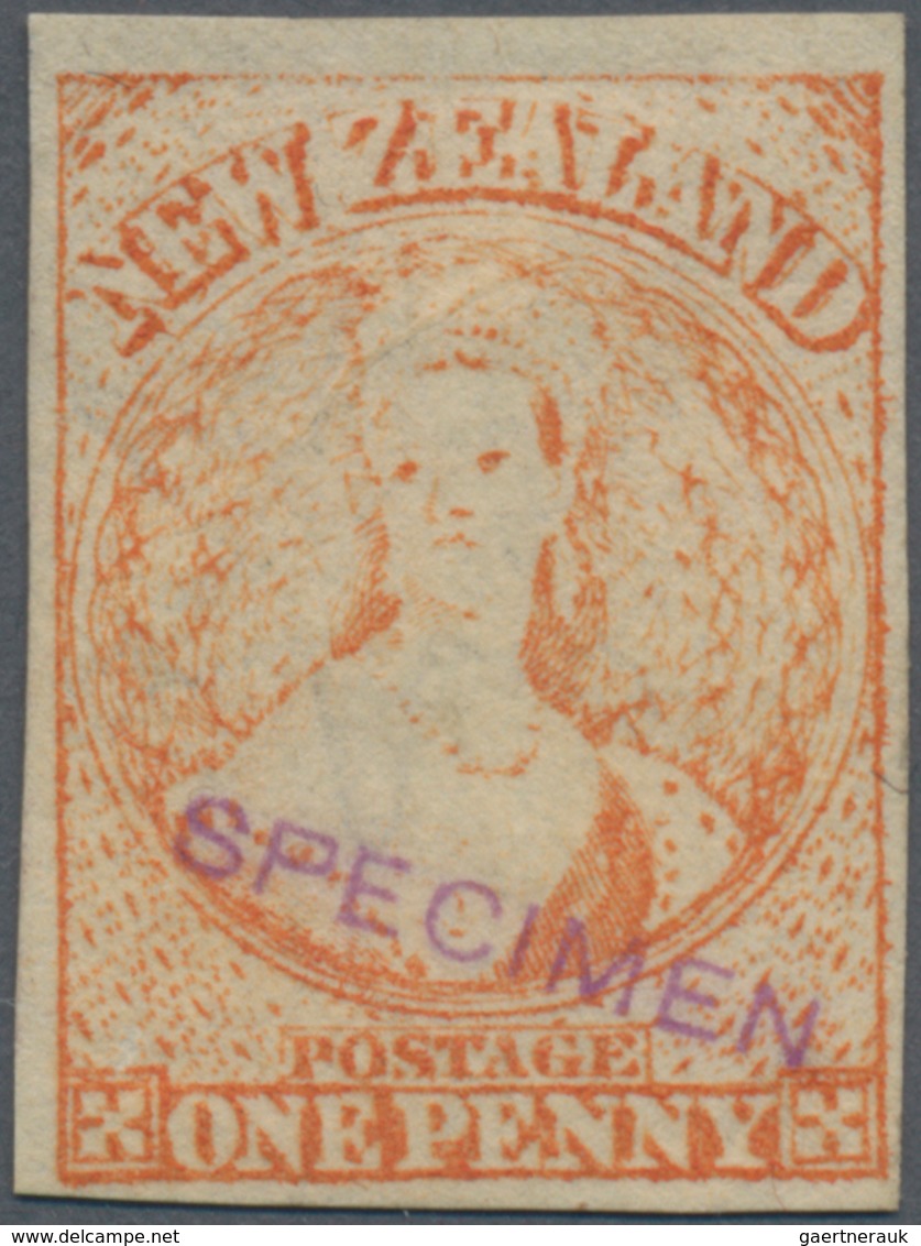 Neuseeland: 1862, QV Chalon Head 1d. Orange-vermilion With Wmk. Large Star Imperforate With Good To - Covers & Documents