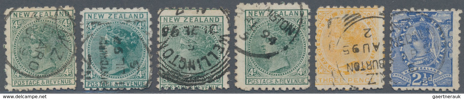 Neuseeland: 1891/1895 (ca.), QV Definitives 26 Single Stamps Incl. 1d. Rose (13), 2d. Lilac (7), 2½d - Briefe U. Dokumente