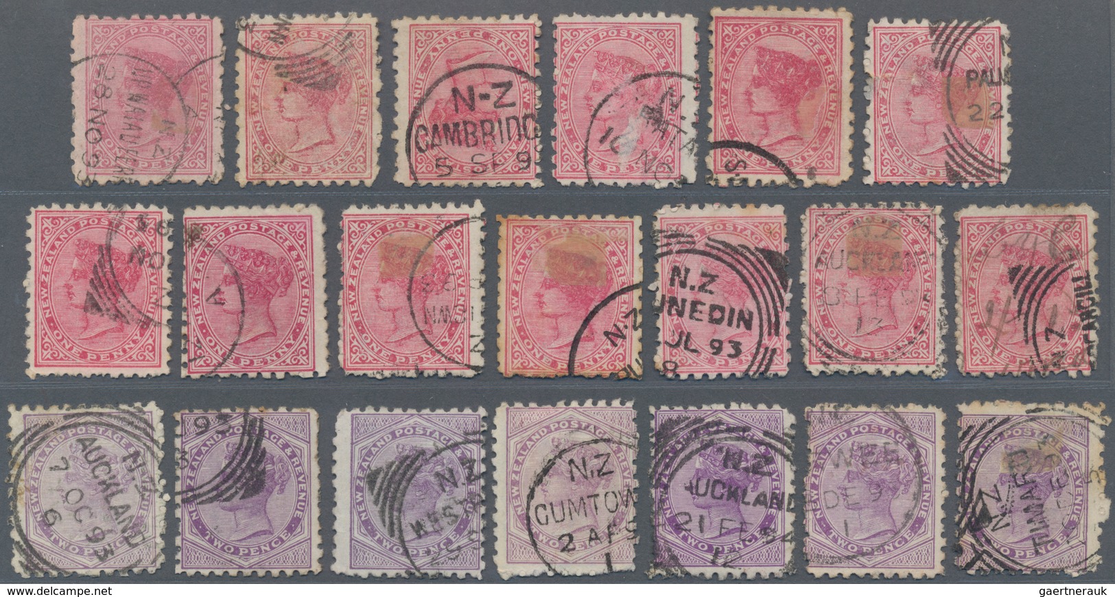 Neuseeland: 1891/1895 (ca.), QV Definitives 26 Single Stamps Incl. 1d. Rose (13), 2d. Lilac (7), 2½d - Covers & Documents