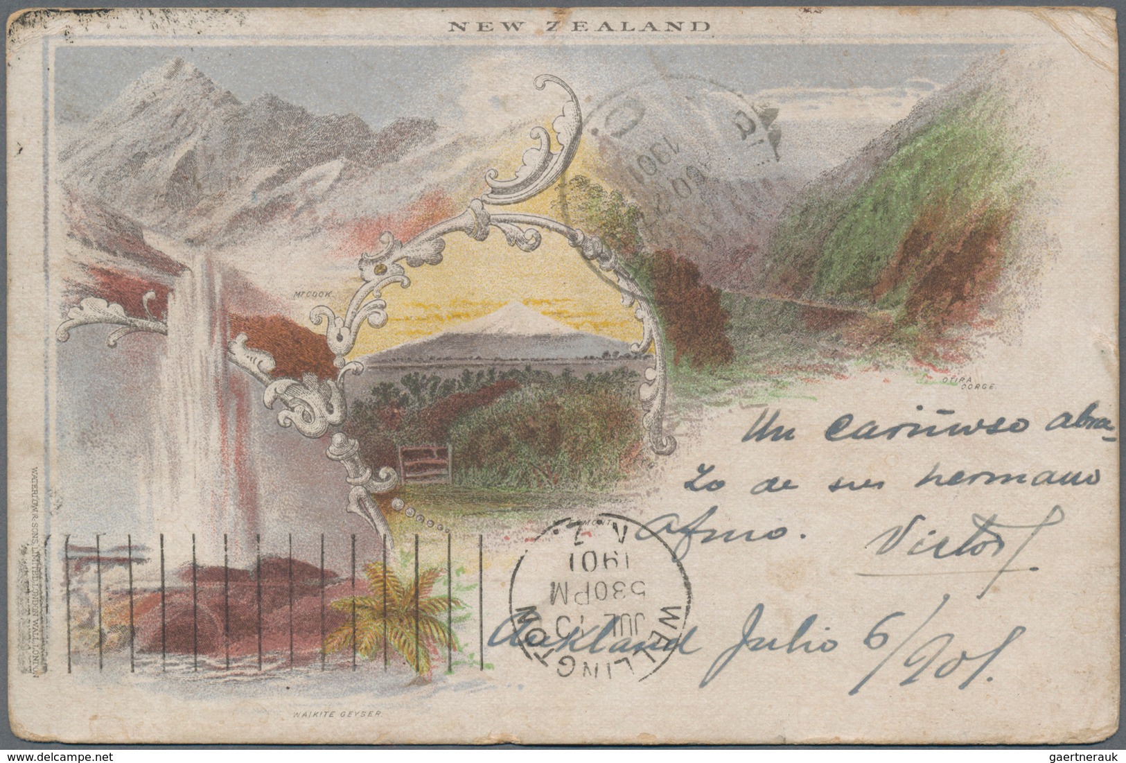 Neuseeland - Ganzsachen: 1901 Postal Stationery Picture Postcard (Wailite Geyser Et Al.) Used From A - Postal Stationery