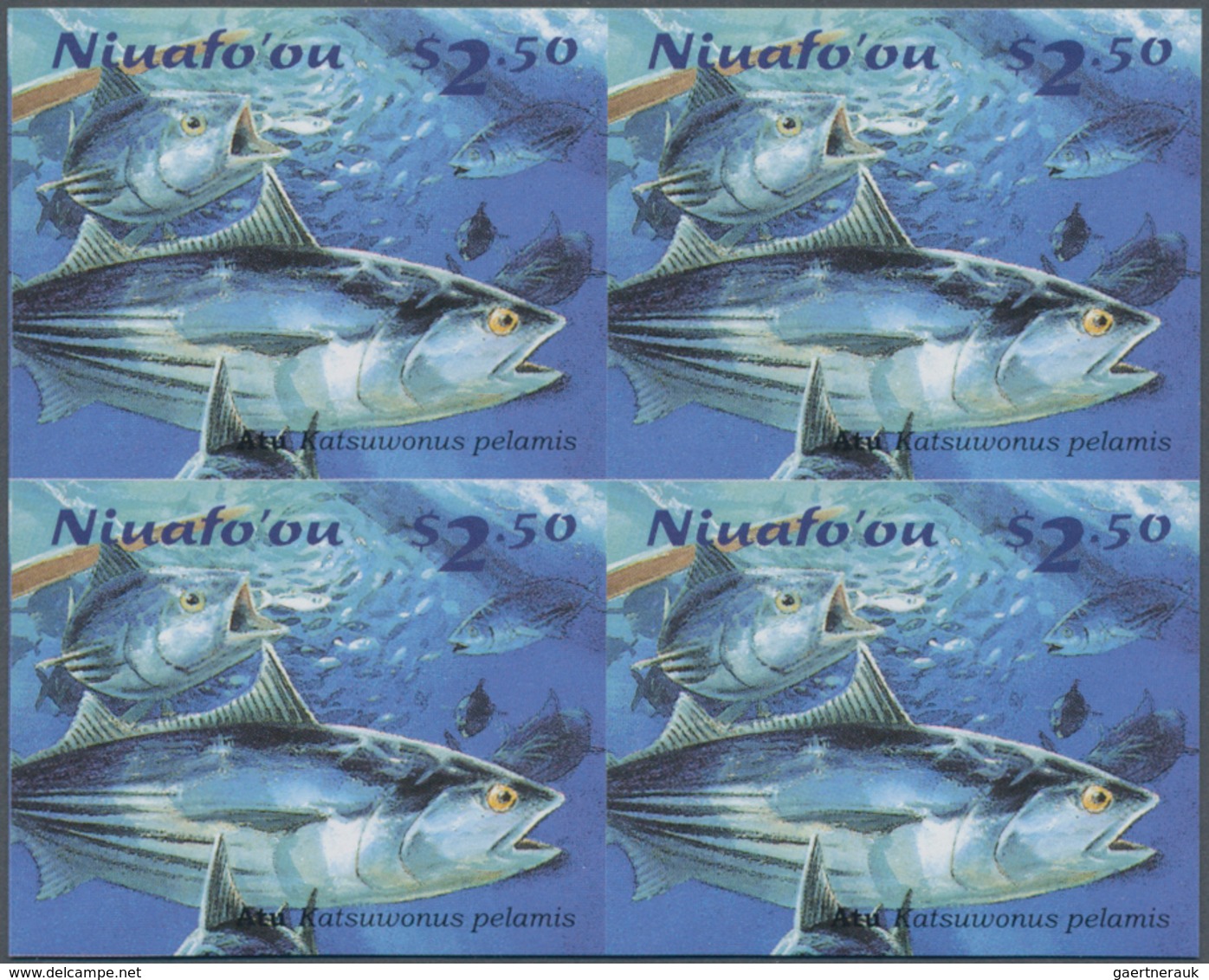 Niuafo`Ou-Insel / Tin Can Island: 2001, Fishes Complete Set Of Three In IMPERFORATE Blocks Of Four A - Sonstige - Ozeanien