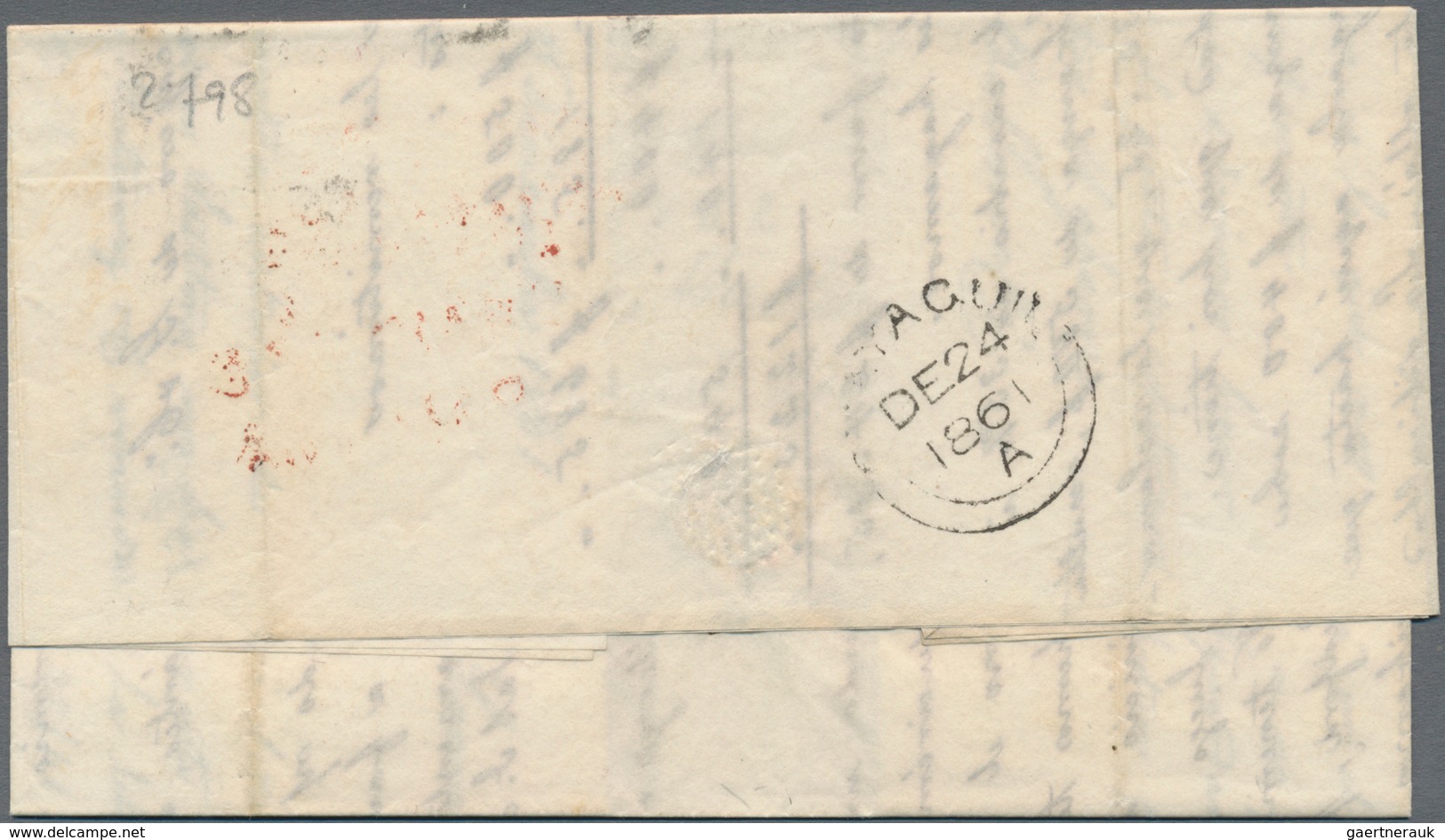 Panama: 1862: "PAID-TO/PANAMA" Two-liner In RED And "PANAMA/JA 2/1862/A" Transit C.d.s. On Entire Le - Panama