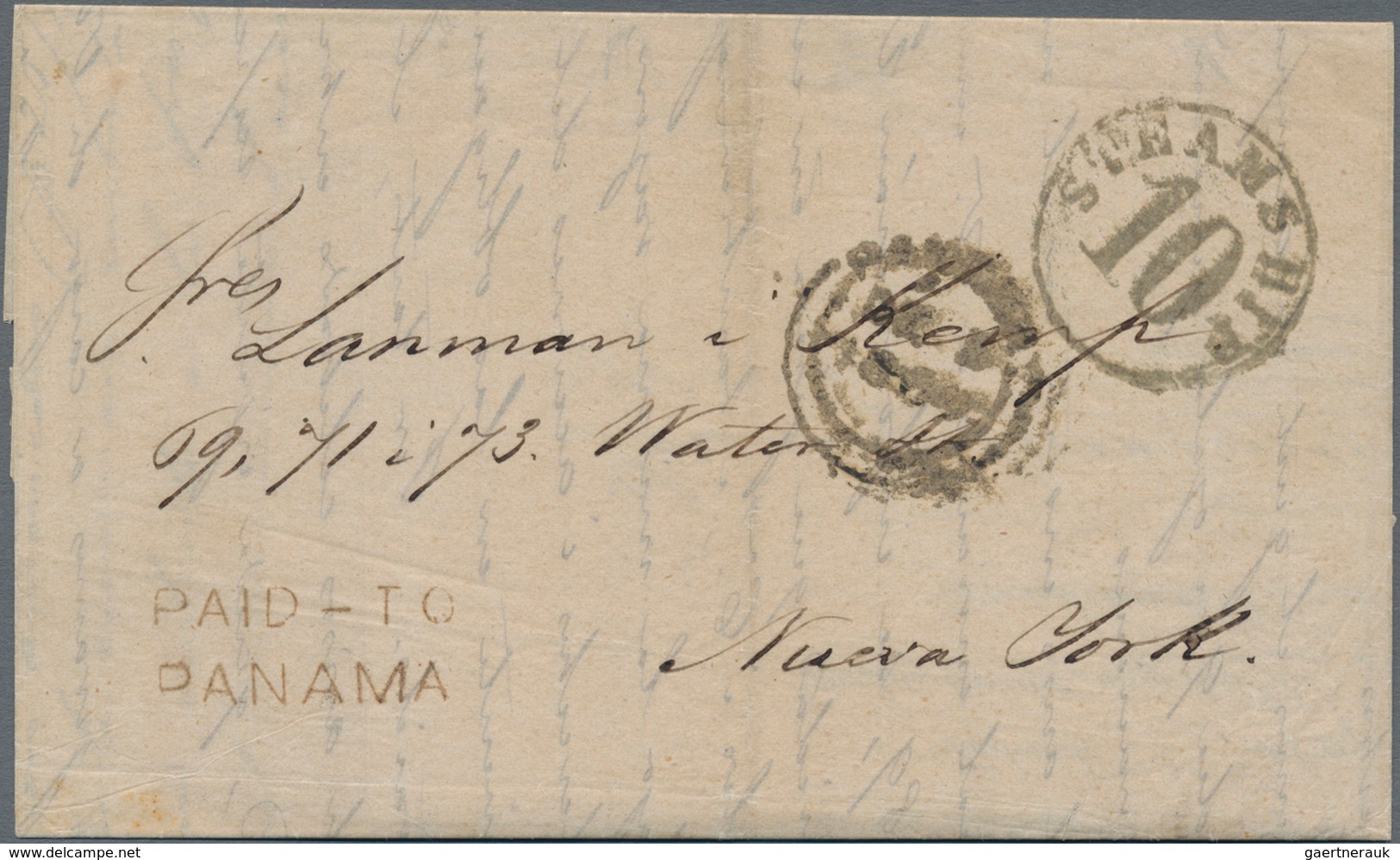 Panama: 1864 "PAID-TO/PANAMA" Double-liner And "PANAMA/DE 5/1864" Transit C.d.s. On Entire Letter Se - Panama