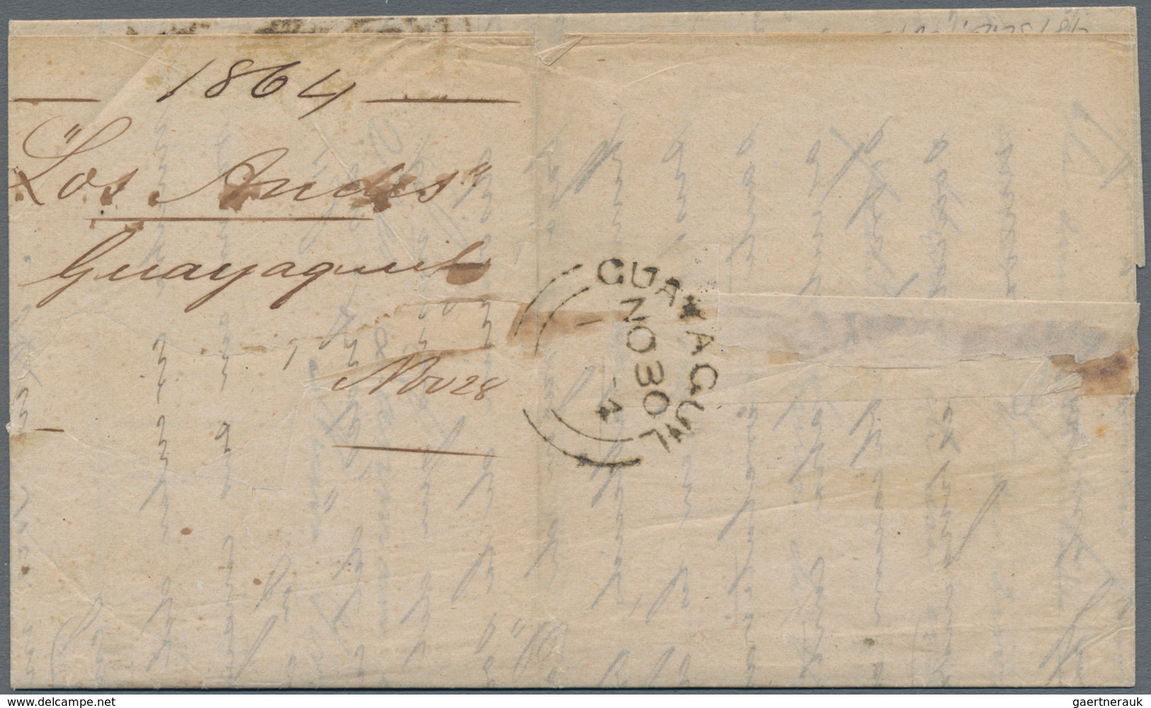 Panama: 1864 "PAID-TO/PANAMA" Double-liner And "PANAMA/DE 5/1864" Transit C.d.s. On Entire Letter Se - Panama