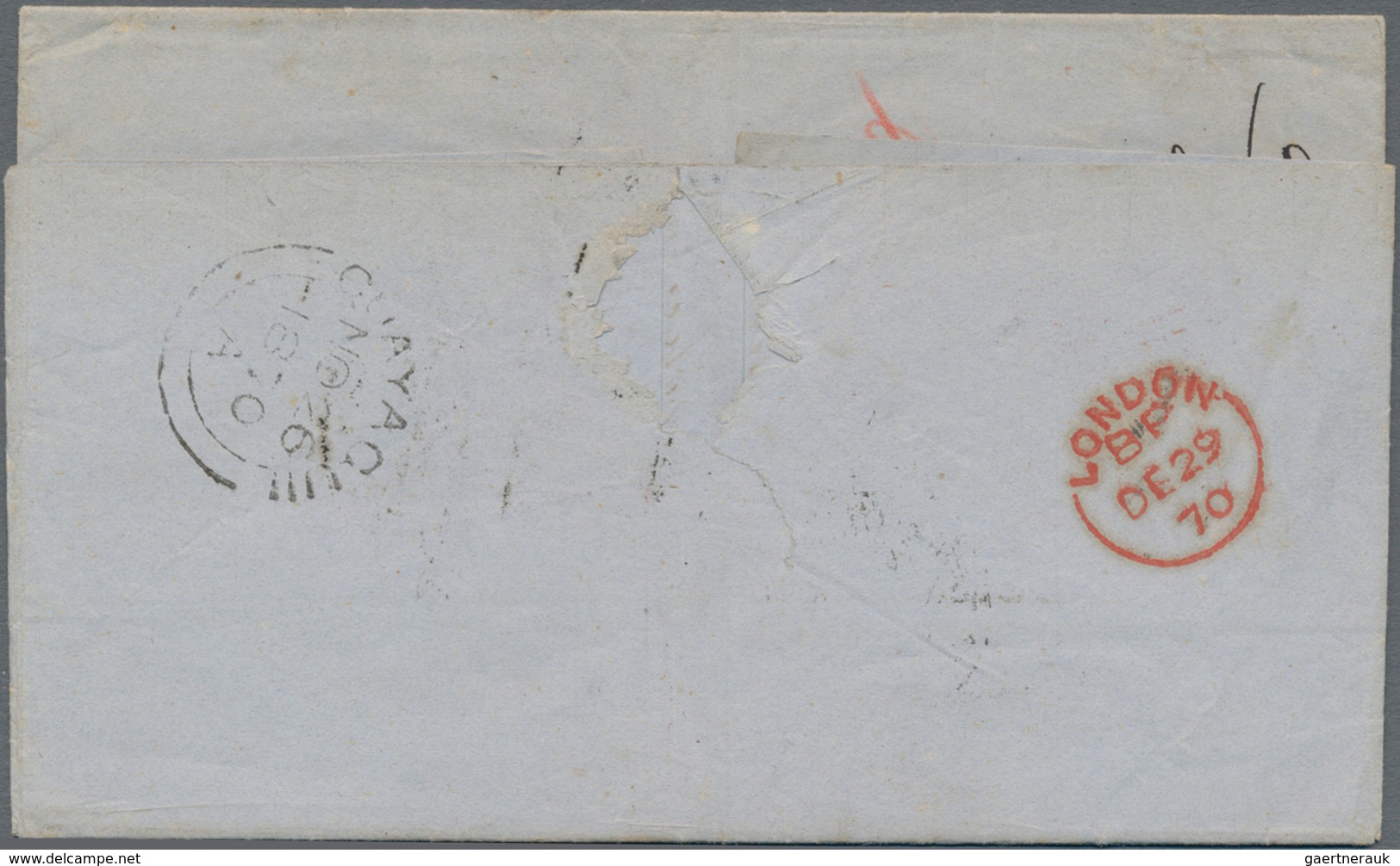 Panama: 1870 "PANAMA-TRANSIT/A/DE 4/70" C.d.s. On Entire Letter From Guayaquil, ECUADOR To London, W - Panama