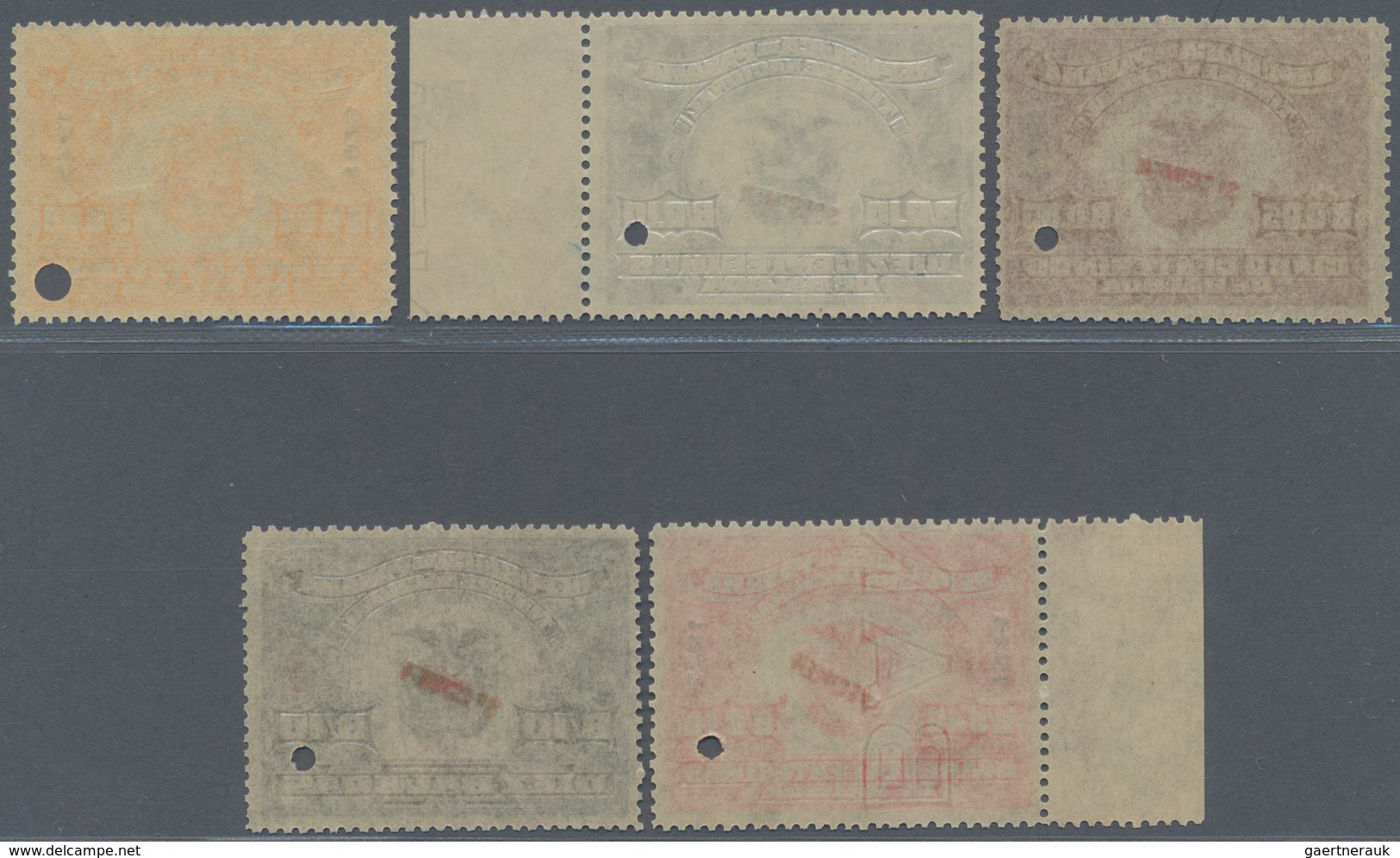 Panama: 1923/1931 (ca.), Revenue Stamps 'TIMBRE NACIONAL' (national Tax, Coat Of Arms) Five Differen - Panama
