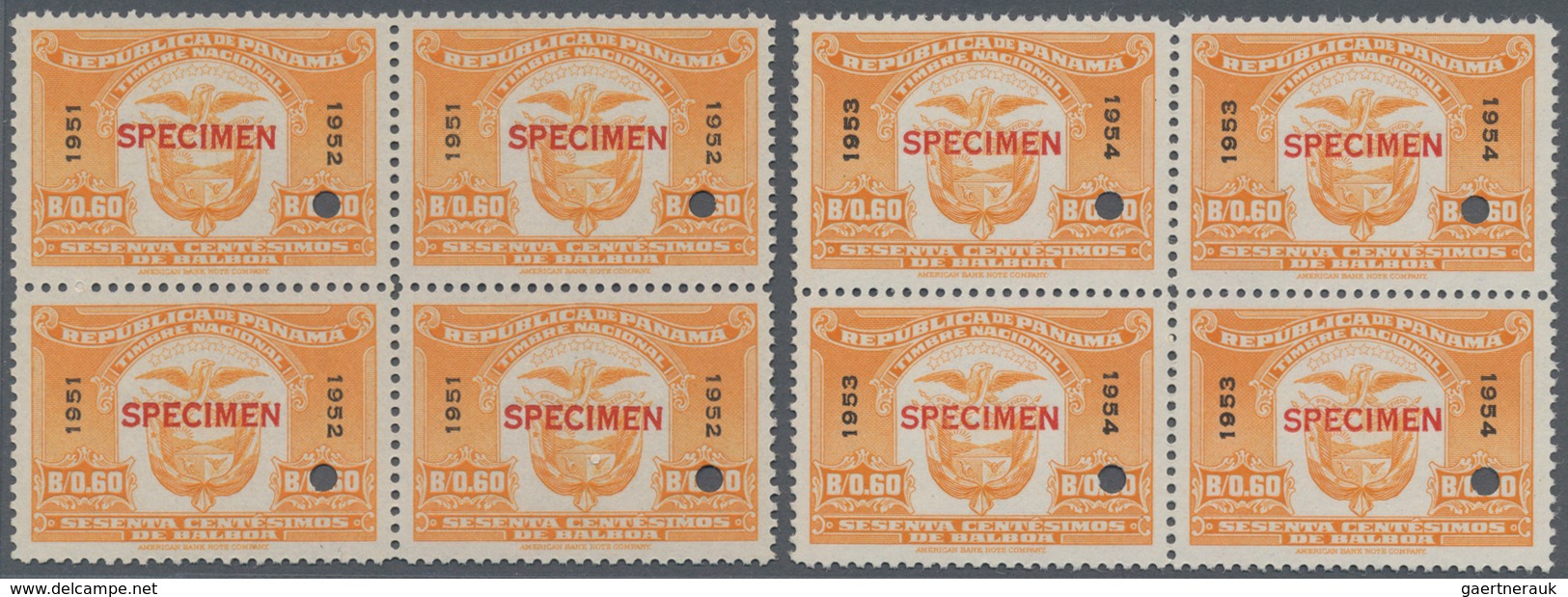 Panama: 1945/1954 (ca.), Revenue Stamps 'TIMBRE NACIONAL' (national Tax, Coat Of Arms) Six Different - Panama