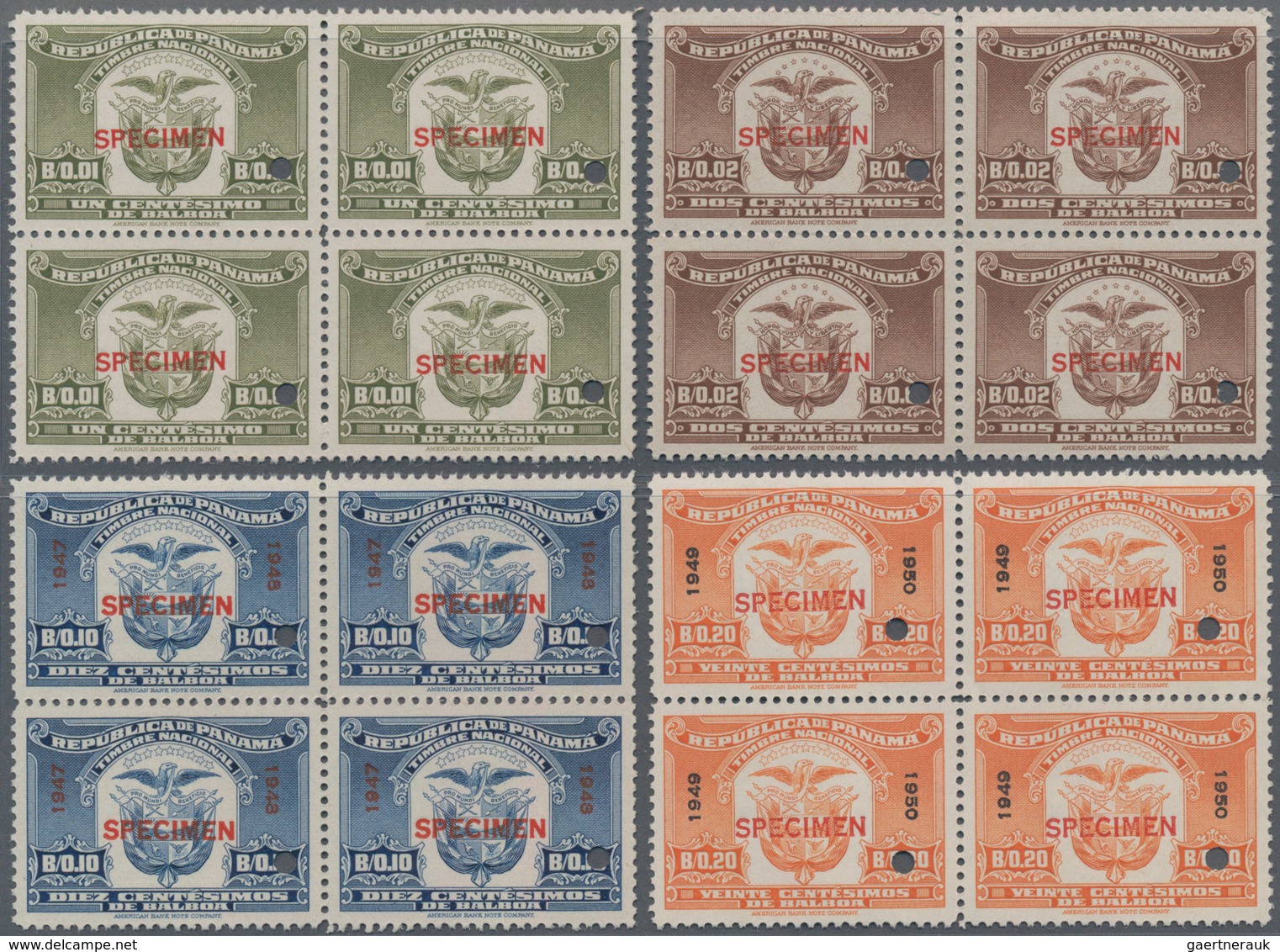 Panama: 1945/1954 (ca.), Revenue Stamps 'TIMBRE NACIONAL' (national Tax, Coat Of Arms) Six Different - Panama