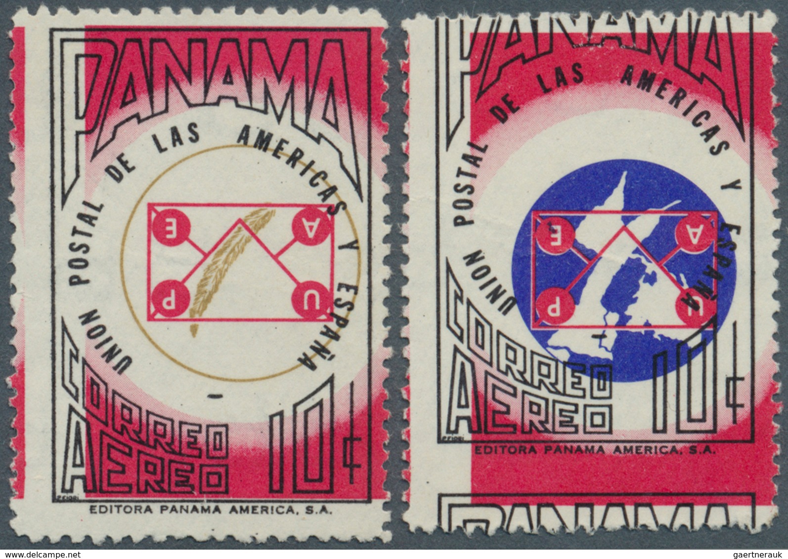 Panama: 1963, 50th Anniversary American-Spanish Postal Union, Two Copies Showing Varietes: "Missing - Panama