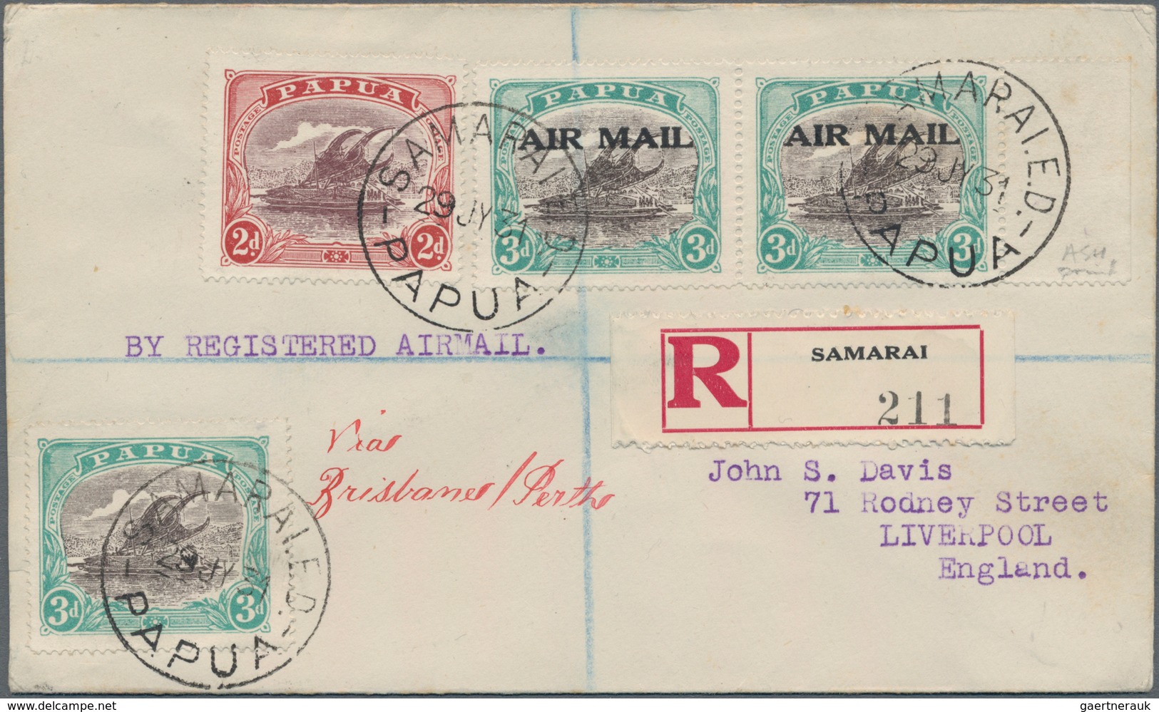Papua Neuguinea: 1931/39, Three Covers To Foreign: 1931, Lakatoi 2d, 3d Resp. 3d Ovpt. "AIR MAIL" (2 - Papua-Neuguinea