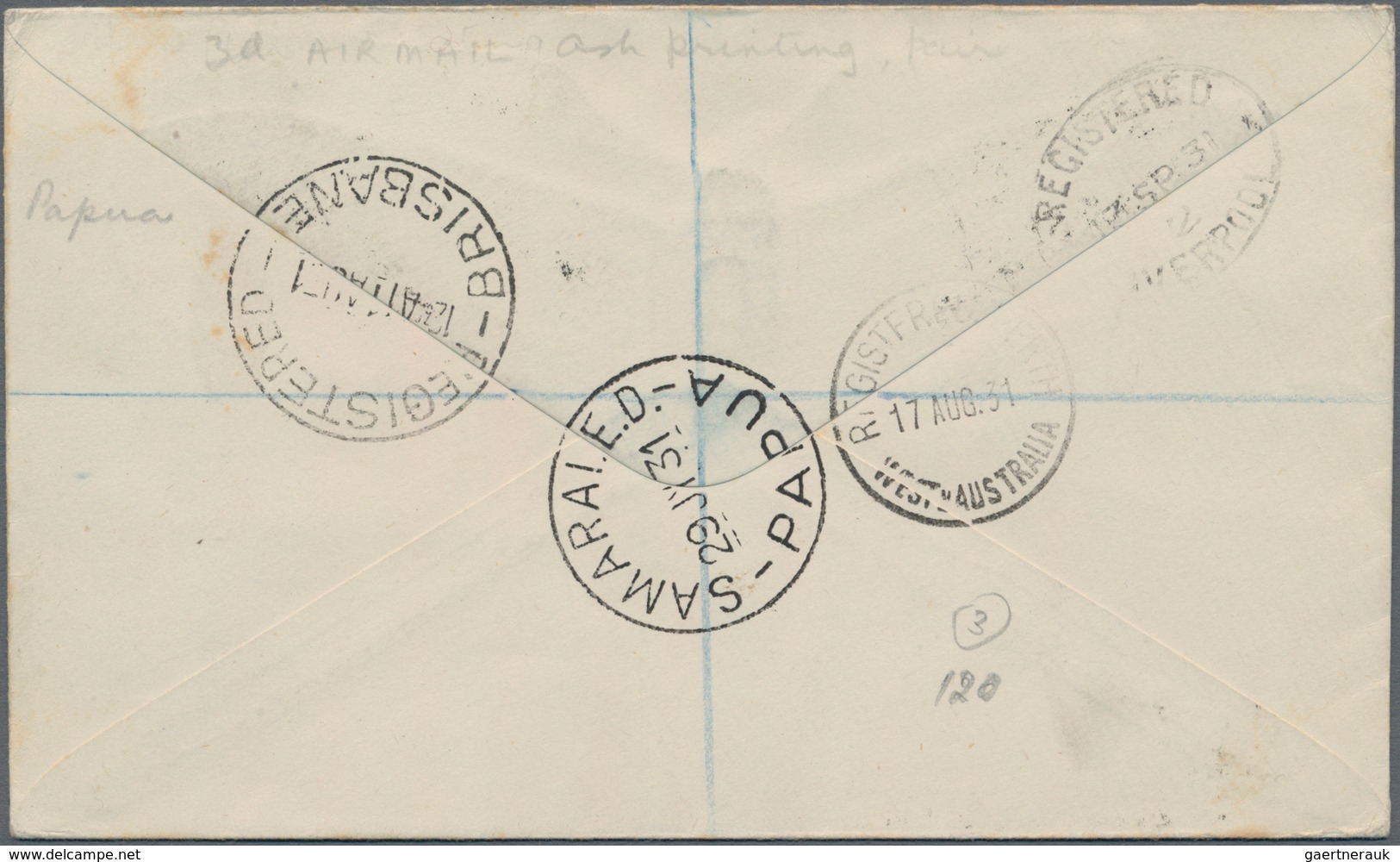 Papua Neuguinea: 1931/39, Three Covers To Foreign: 1931, Lakatoi 2d, 3d Resp. 3d Ovpt. "AIR MAIL" (2 - Papua-Neuguinea