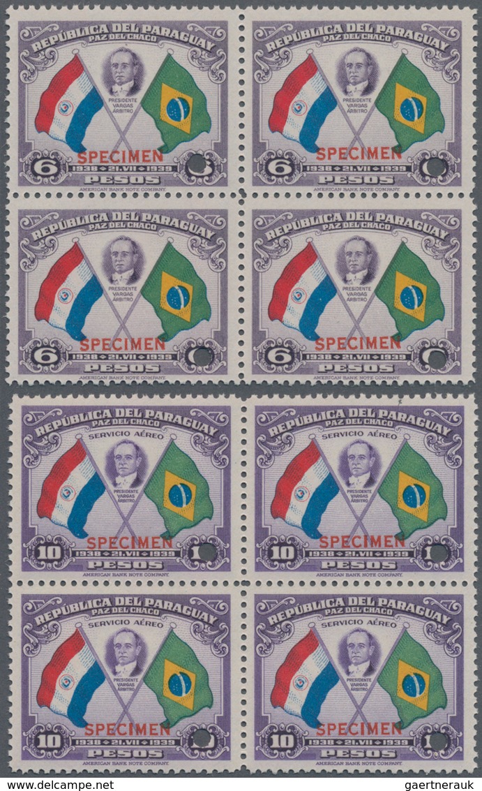 Paraguay: 1939, Peace With Bolivia Three Stamps Showing Flags And Presidents Incl. Single 5p. (Pres. - Paraguay