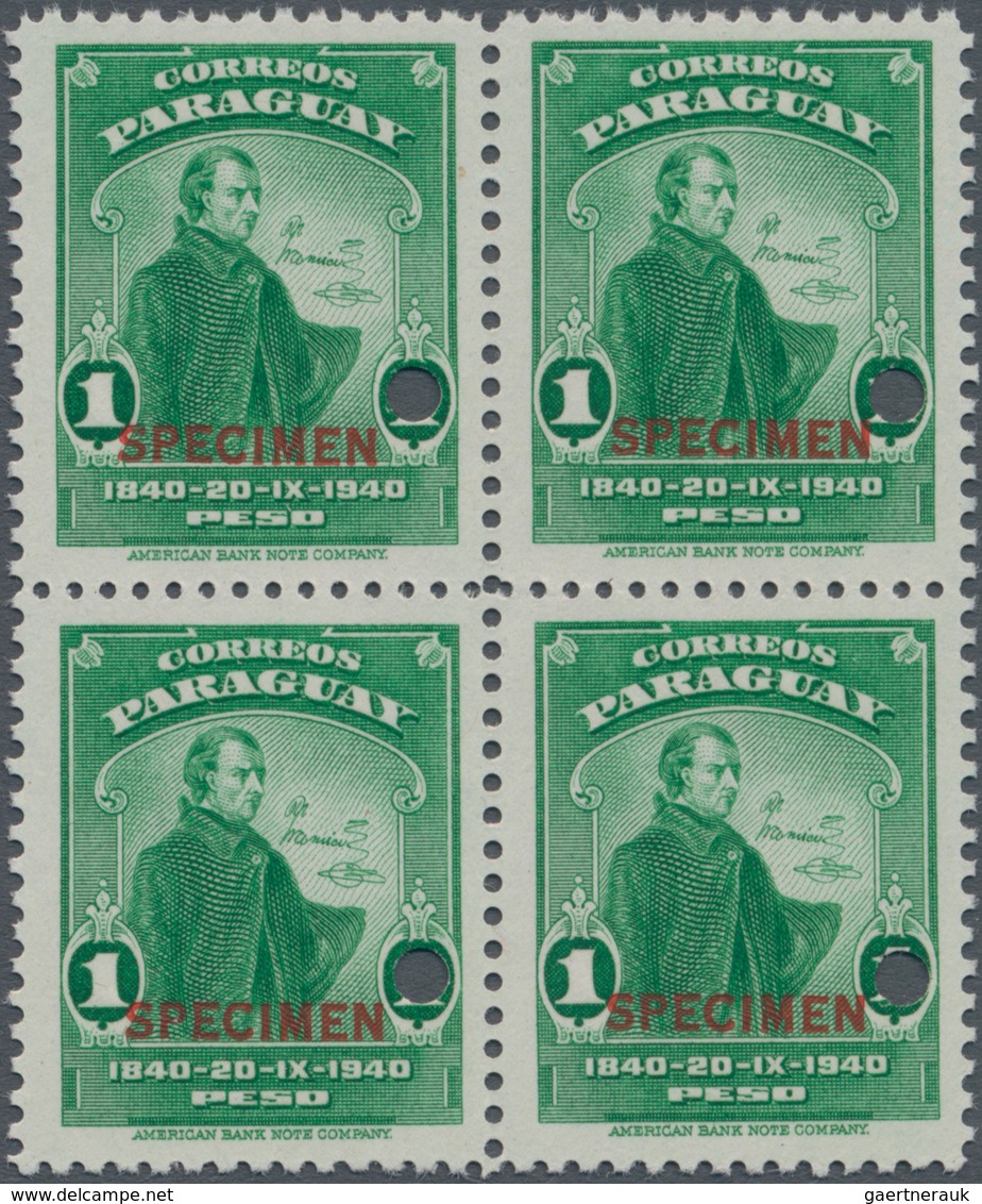 Paraguay: 1940, Centenary Of Death Of Dictator Rodrigues De Francia 1p. Green Block Of Four With Pun - Paraguay