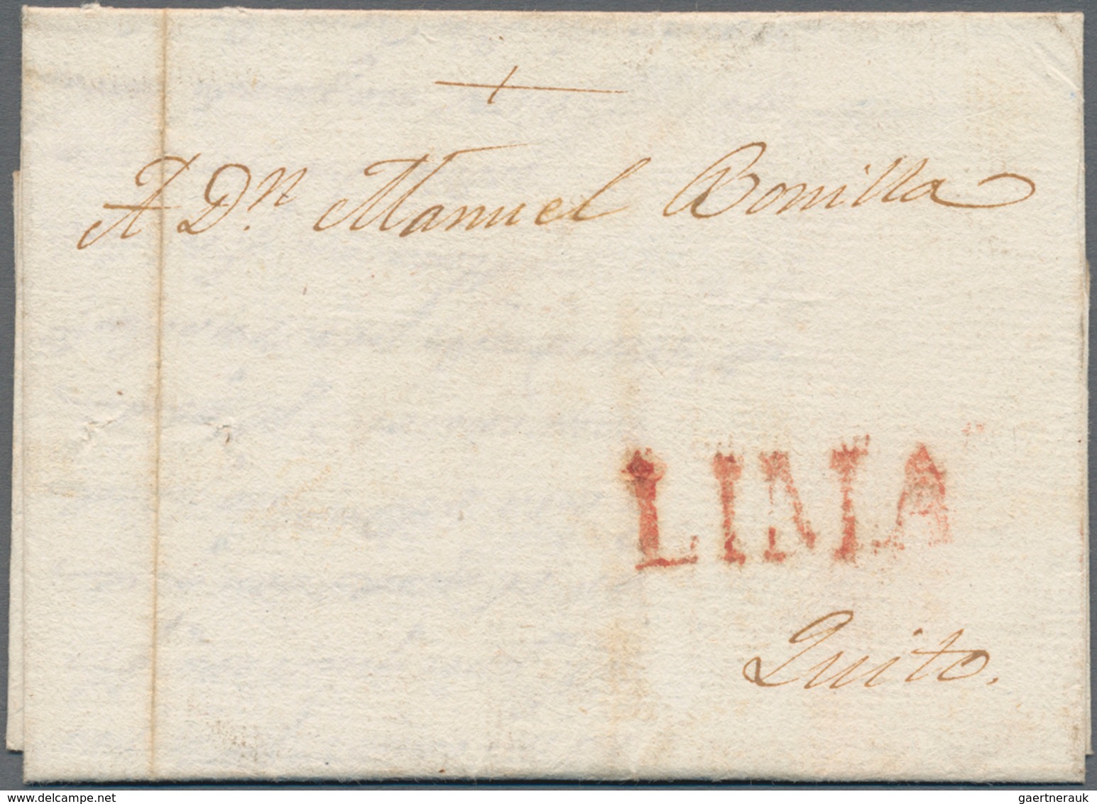 Peru: 1813 Spanish Colonial Period: Entire Letter From Lima To Quito (now Ecuador) Bearing Large Str - Peru