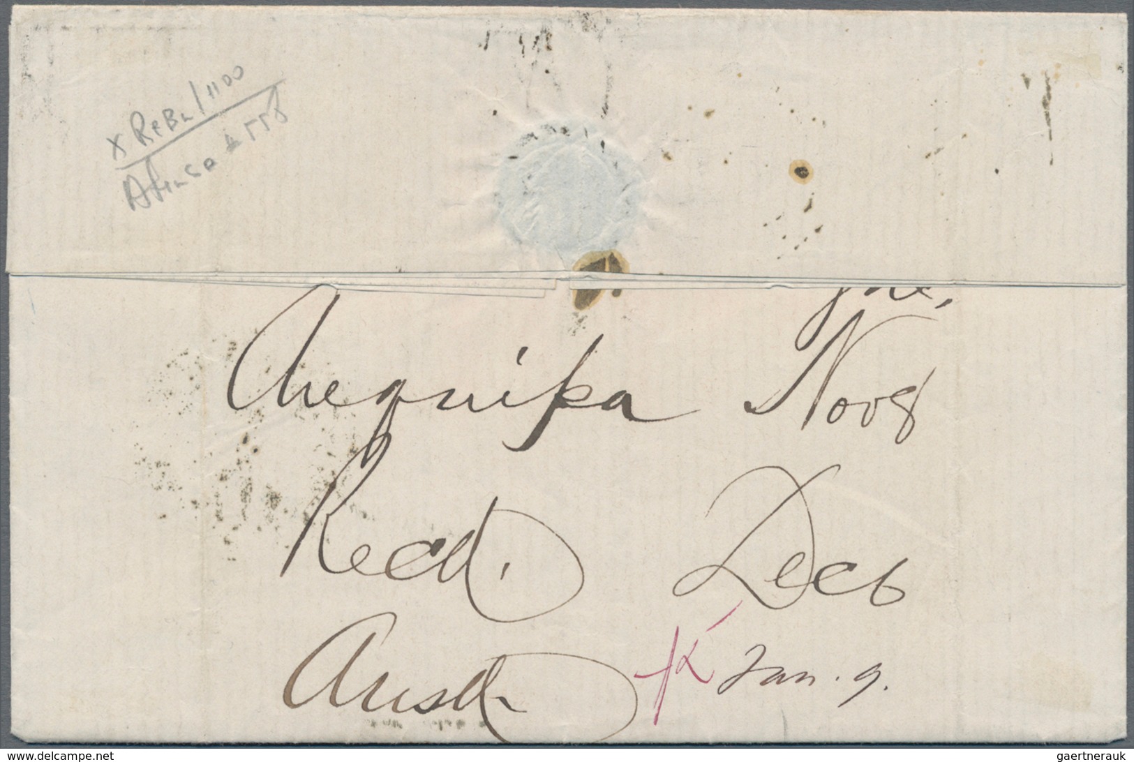 Peru: 1872, British QV 6 D. Brown With Barr Cancel And Beneath Cds "ISLAY A NO 10 72" On Folded Enve - Peru