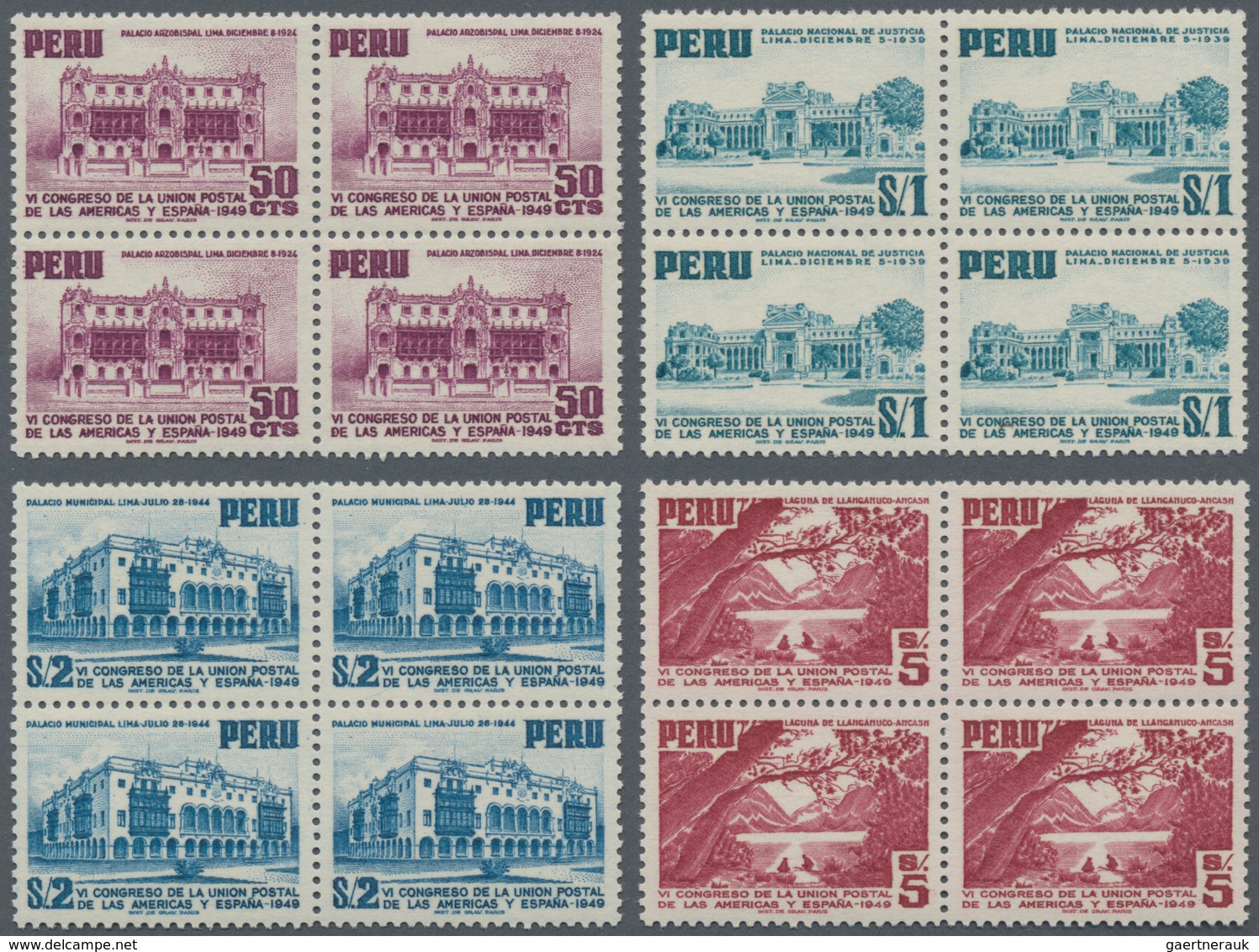 Peru: 1951, 5th Pan American Highway Congress Without Overprint, 2c.-10s., Complete Set Of Nine In B - Peru