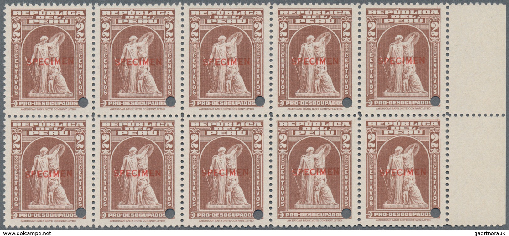 Peru - Zwangszuschlagsmarken: 1938, Compulsory Surtax Stamp 2c. Brown 'Help For Unemployed' With Imp - Peru